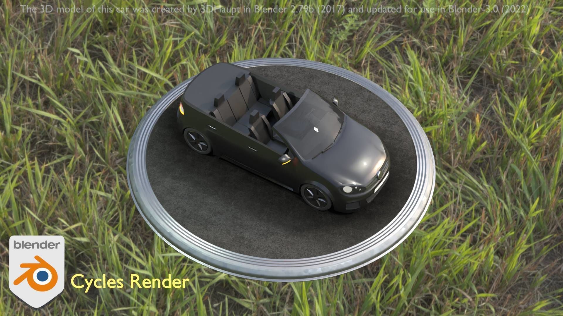 City Car 1 Compact Class Convertible Open Type-C Black  Low-poly 3D model_98