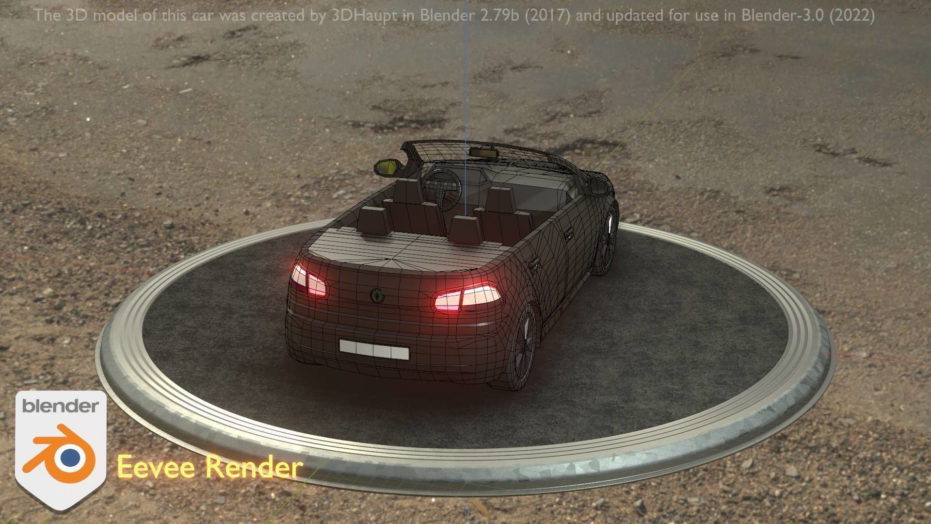 City Car 1 Compact Class Convertible Open Type-C Black  Low-poly 3D model_67