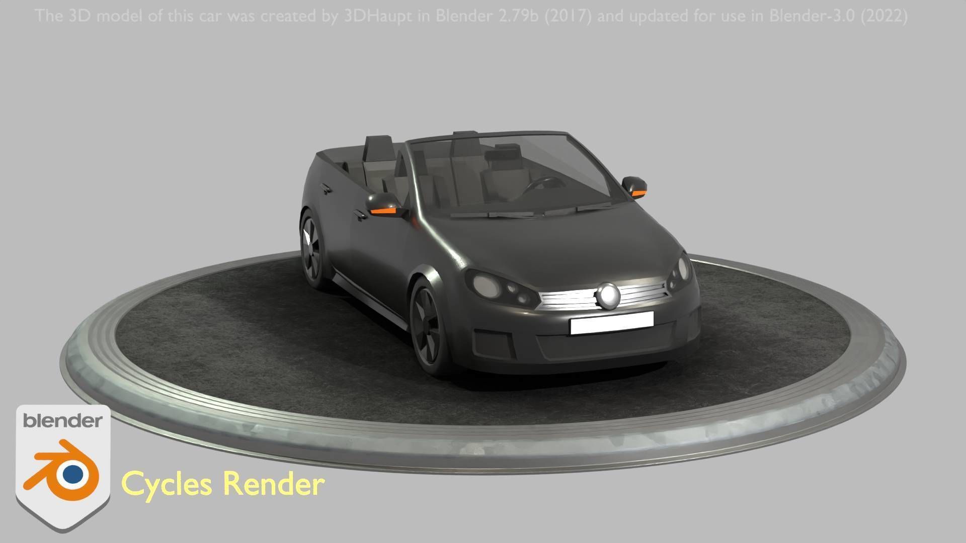 City Car 1 Compact Class Convertible Open Type-C Black  Low-poly 3D model_93