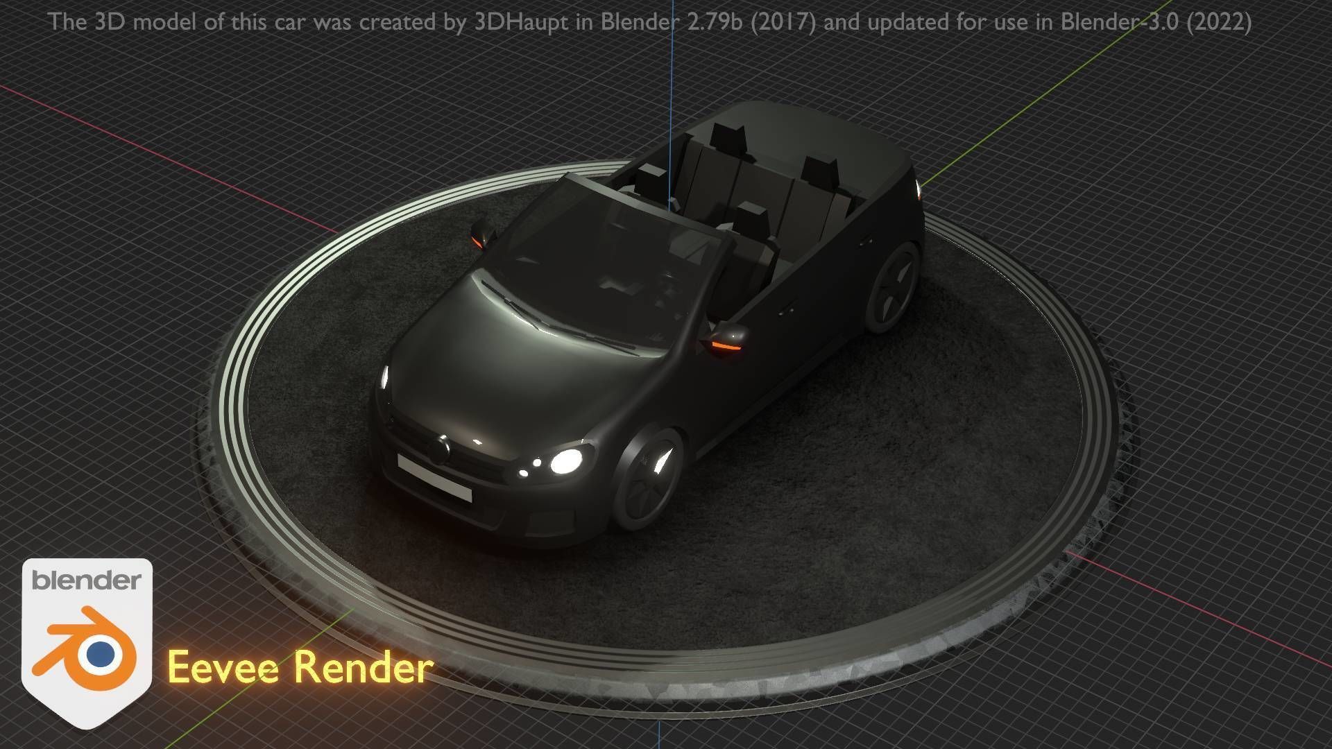 City Car 1 Compact Class Convertible Open Type-C Black  Low-poly 3D model_21
