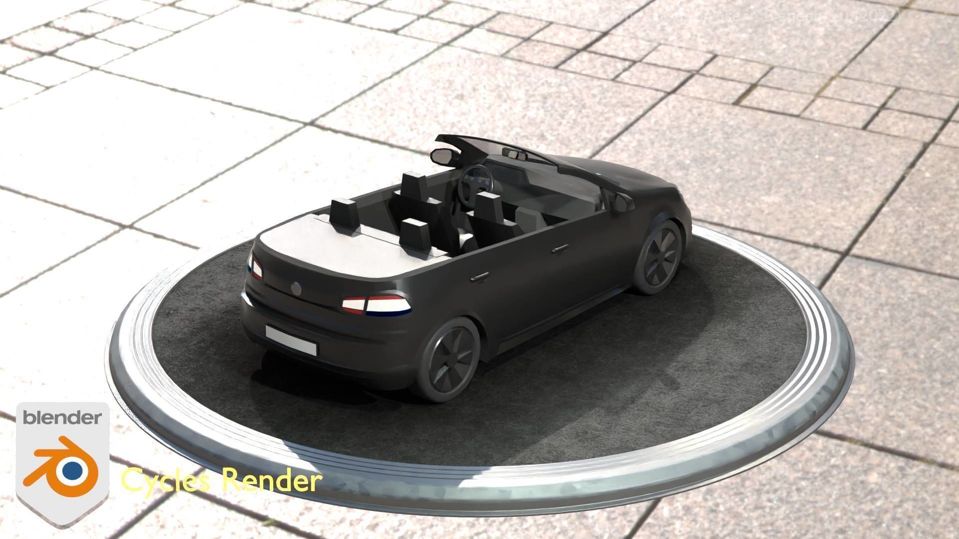 City Car 1 Compact Class Convertible Open Type-C Black  Low-poly 3D model_59