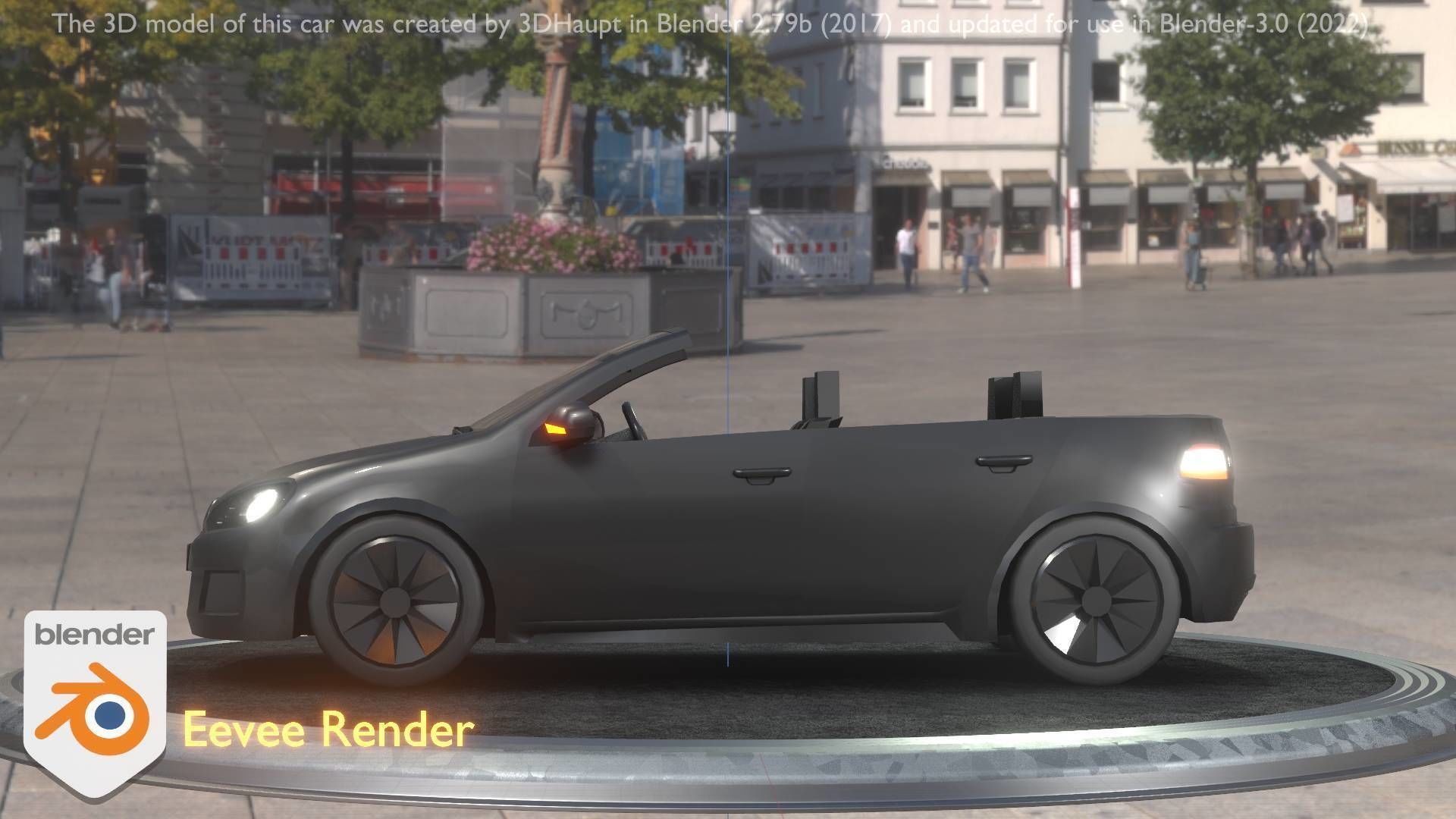 City Car 1 Compact Class Convertible Open Type-C Black  Low-poly 3D model_8
