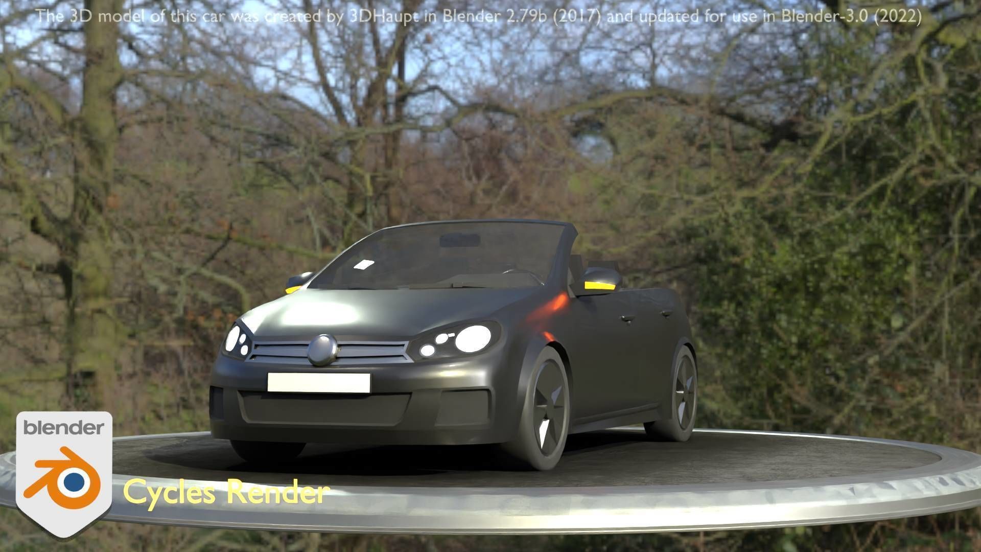 City Car 1 Compact Class Convertible Open Type-C Black  Low-poly 3D model_9