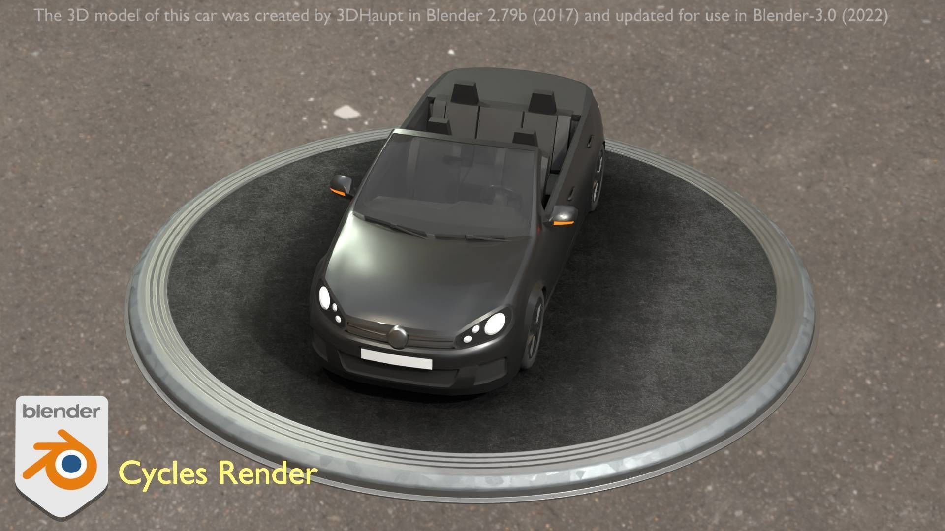 City Car 1 Compact Class Convertible Open Type-C Black  Low-poly 3D model_34