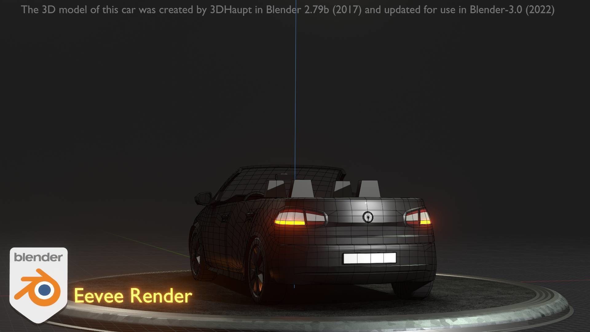 City Car 1 Compact Class Convertible Open Type-C Black  Low-poly 3D model_41