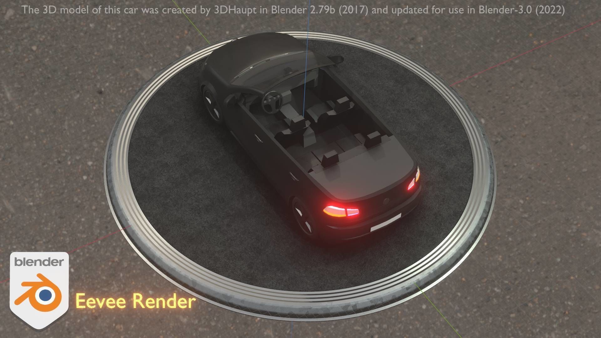 City Car 1 Compact Class Convertible Open Type-C Black  Low-poly 3D model_79