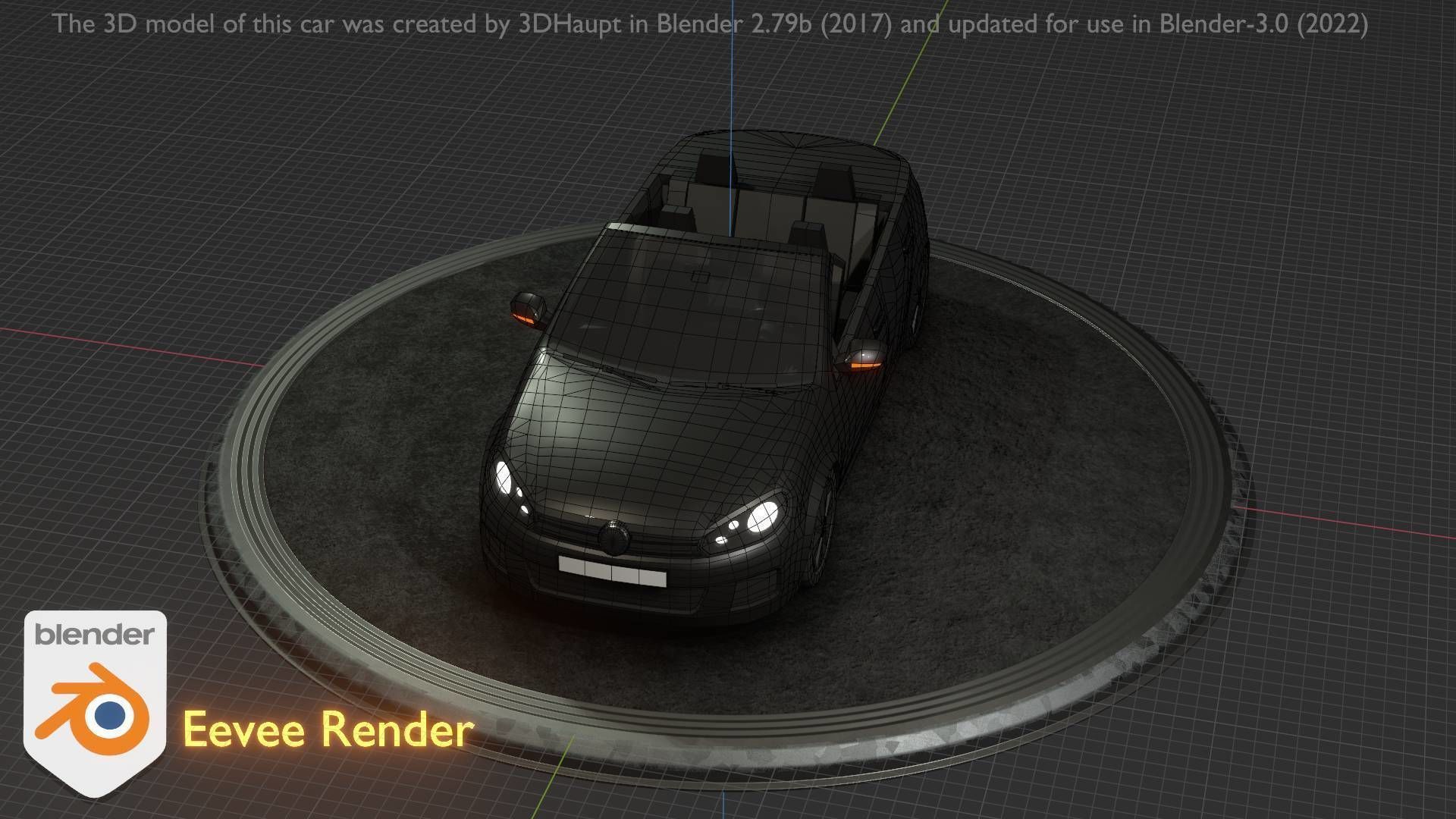 City Car 1 Compact Class Convertible Open Type-C Black  Low-poly 3D model_69