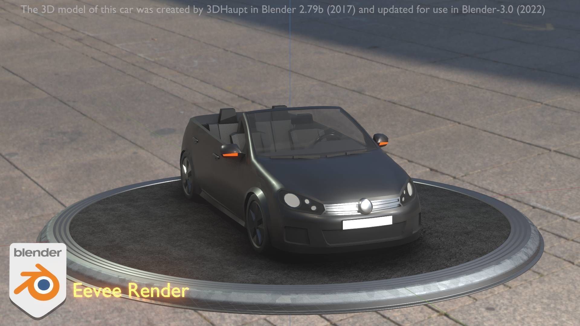 City Car 1 Compact Class Convertible Open Type-C Black  Low-poly 3D model_48