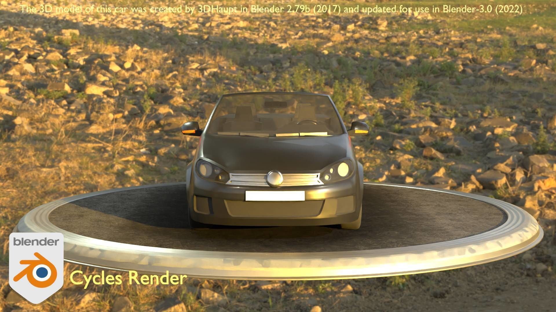 City Car 1 Compact Class Convertible Open Type-C Black  Low-poly 3D model_47