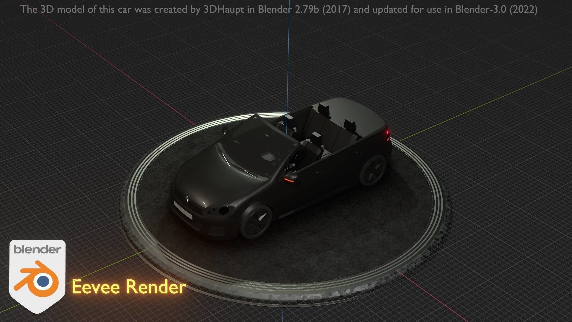 City Car 1 Compact Class Convertible Open Type-C Black  Low-poly 3D model_95