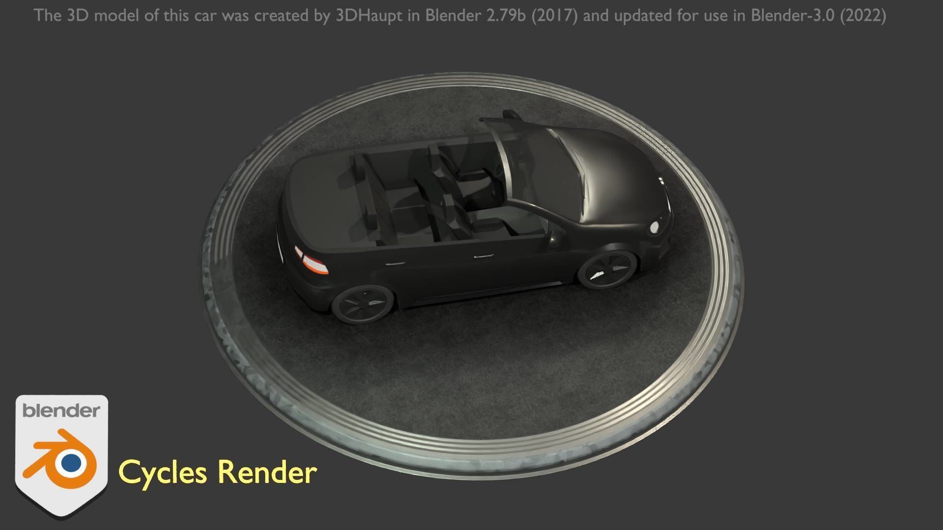 City Car 1 Compact Class Convertible Open Type-C Black  Low-poly 3D model_81