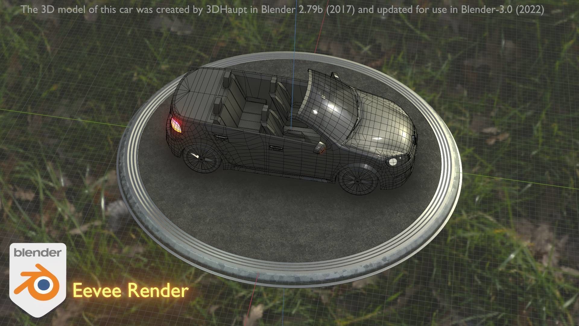 City Car 1 Compact Class Convertible Open Type-C Black  Low-poly 3D model_89