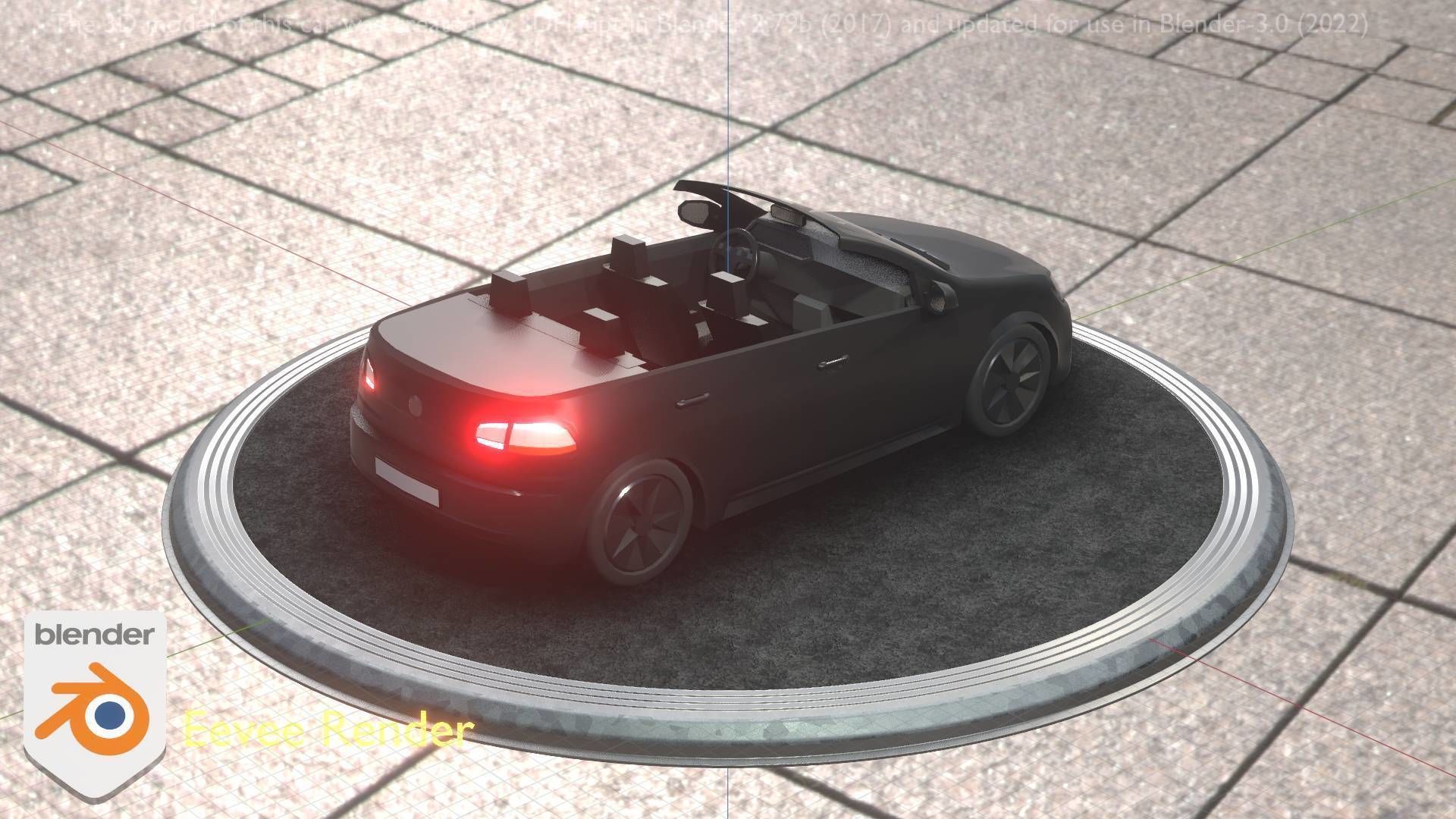 City Car 1 Compact Class Convertible Open Type-C Black  Low-poly 3D model_96