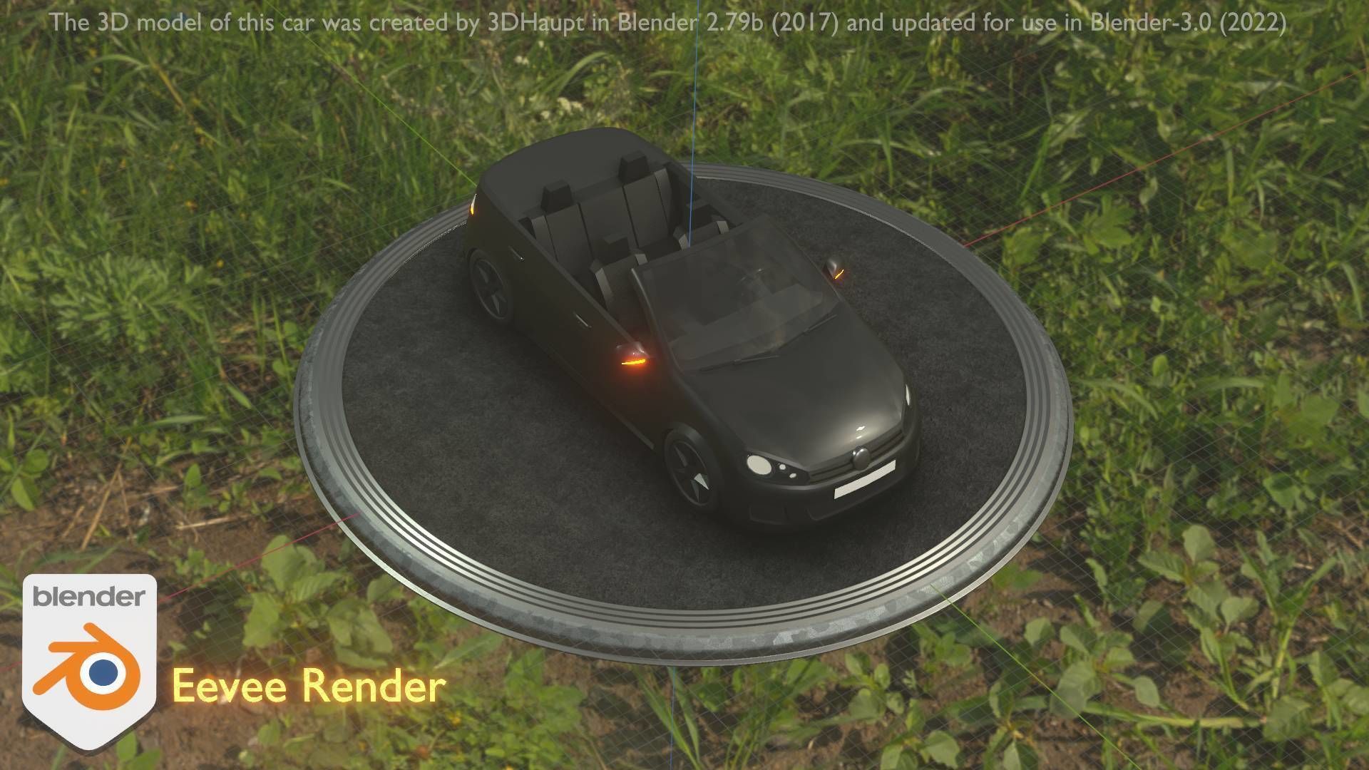 City Car 1 Compact Class Convertible Open Type-C Black  Low-poly 3D model_82