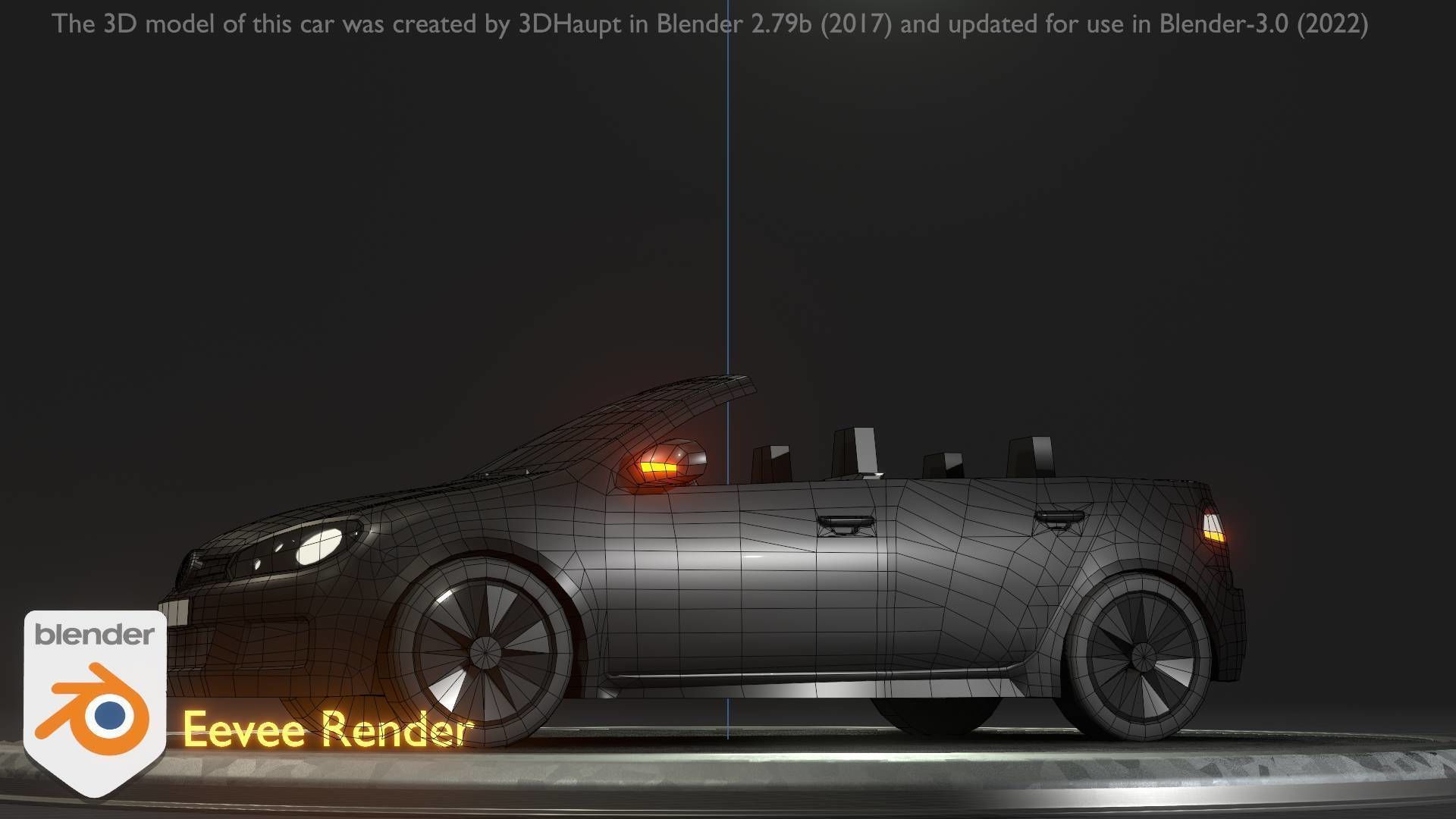 City Car 1 Compact Class Convertible Open Type-C Black  Low-poly 3D model_52