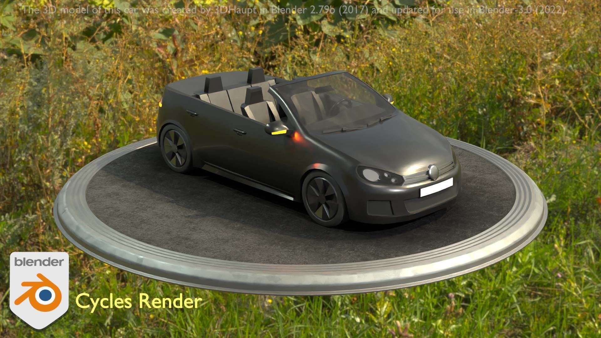 City Car 1 Compact Class Convertible Open Type-C Black  Low-poly 3D model_53