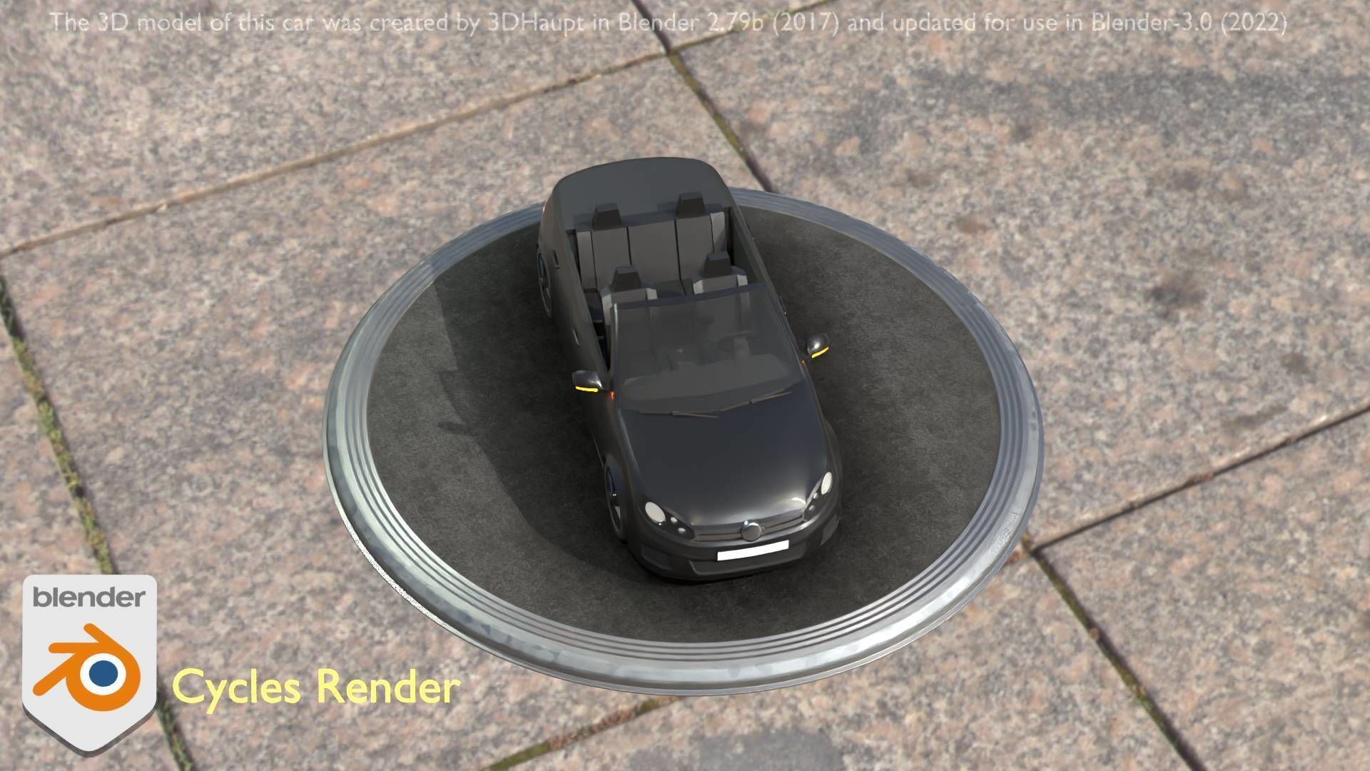 City Car 1 Compact Class Convertible Open Type-C Black  Low-poly 3D model_88