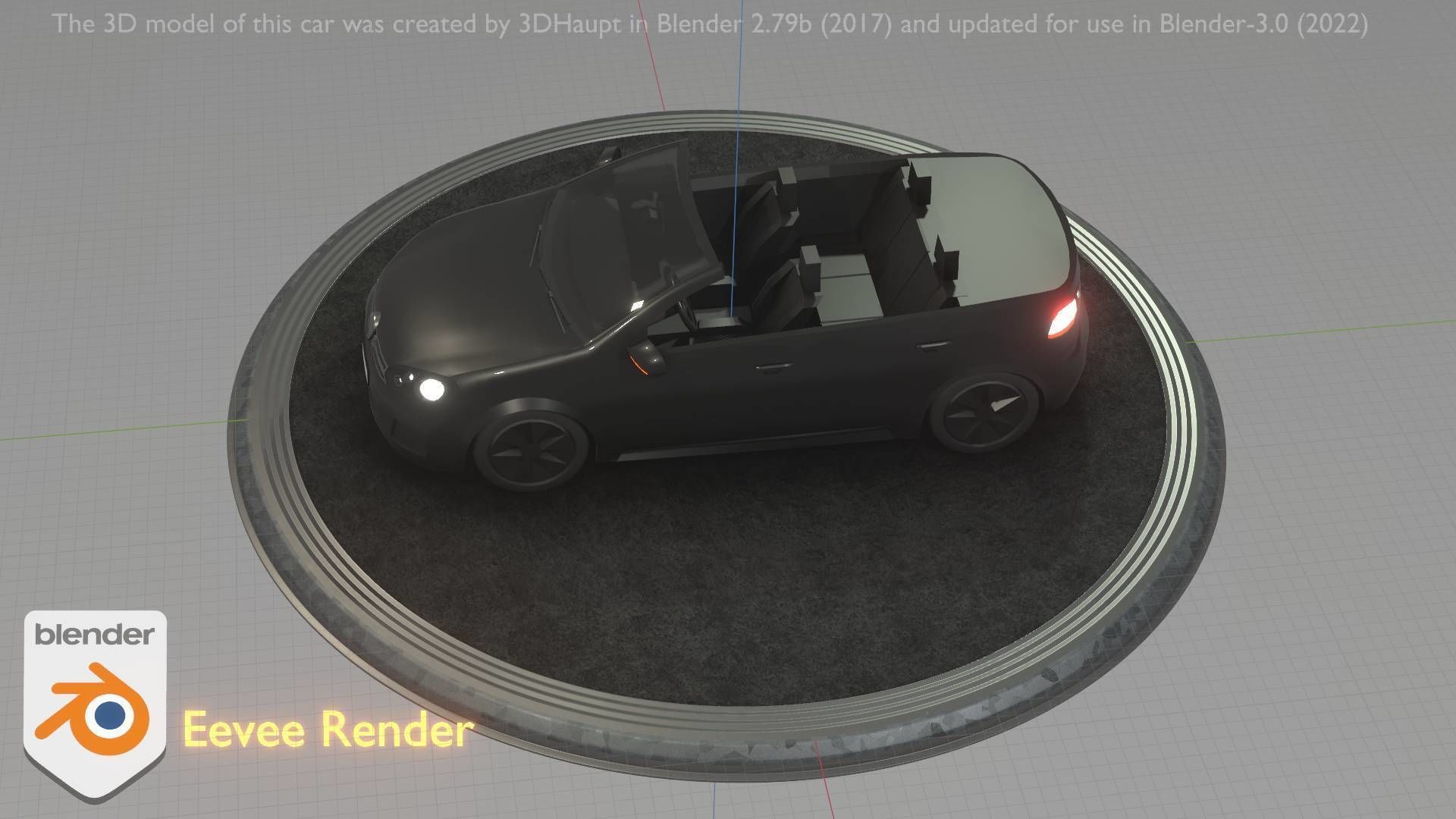 City Car 1 Compact Class Convertible Open Type-C Black  Low-poly 3D model_22