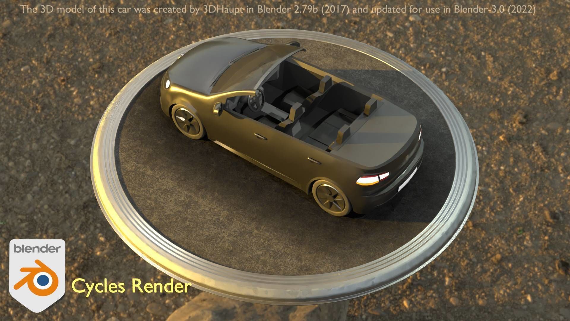 City Car 1 Compact Class Convertible Open Type-C Black  Low-poly 3D model_72