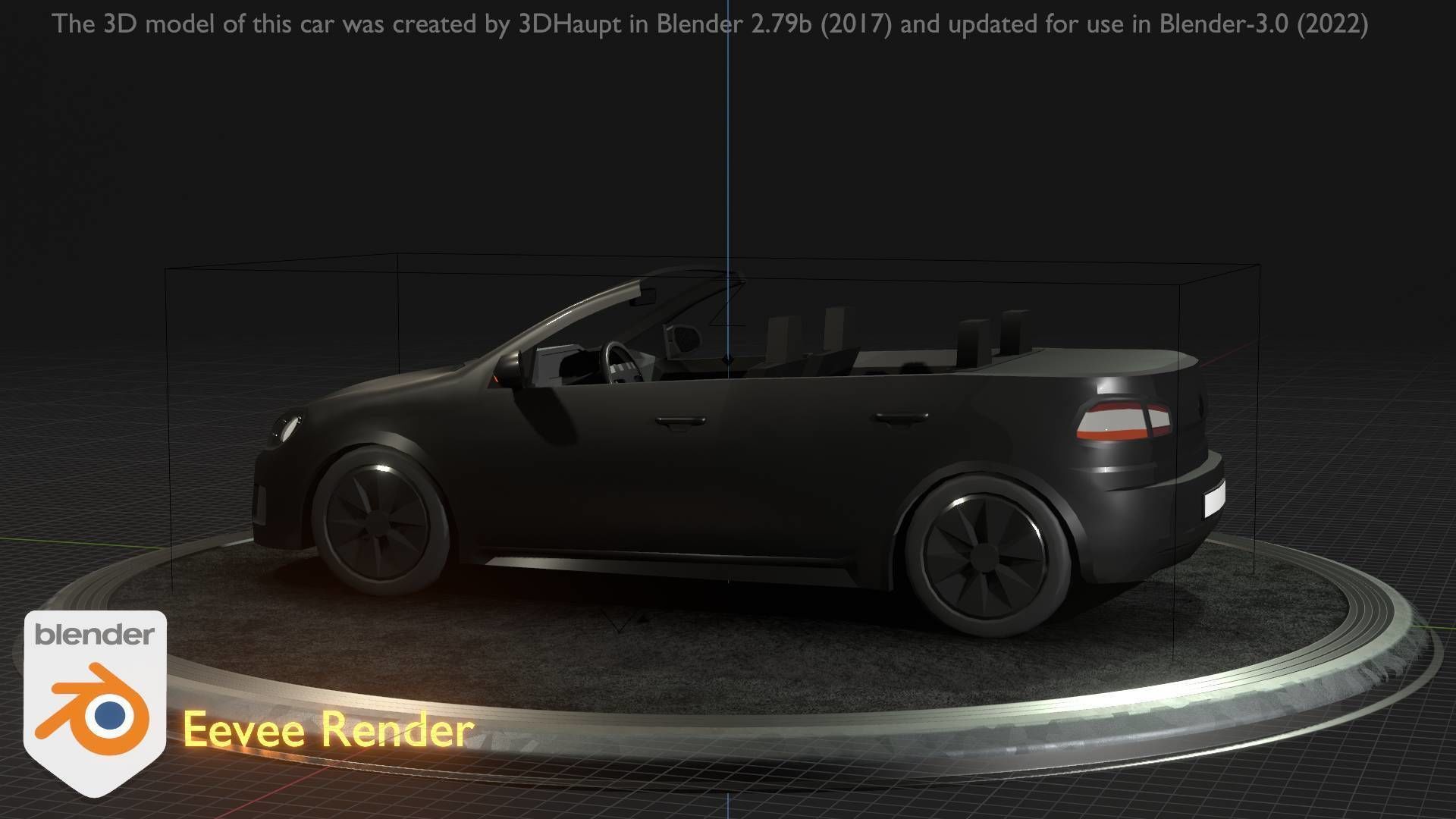 City Car 1 Compact Class Convertible Open Type-C Black  Low-poly 3D model_65