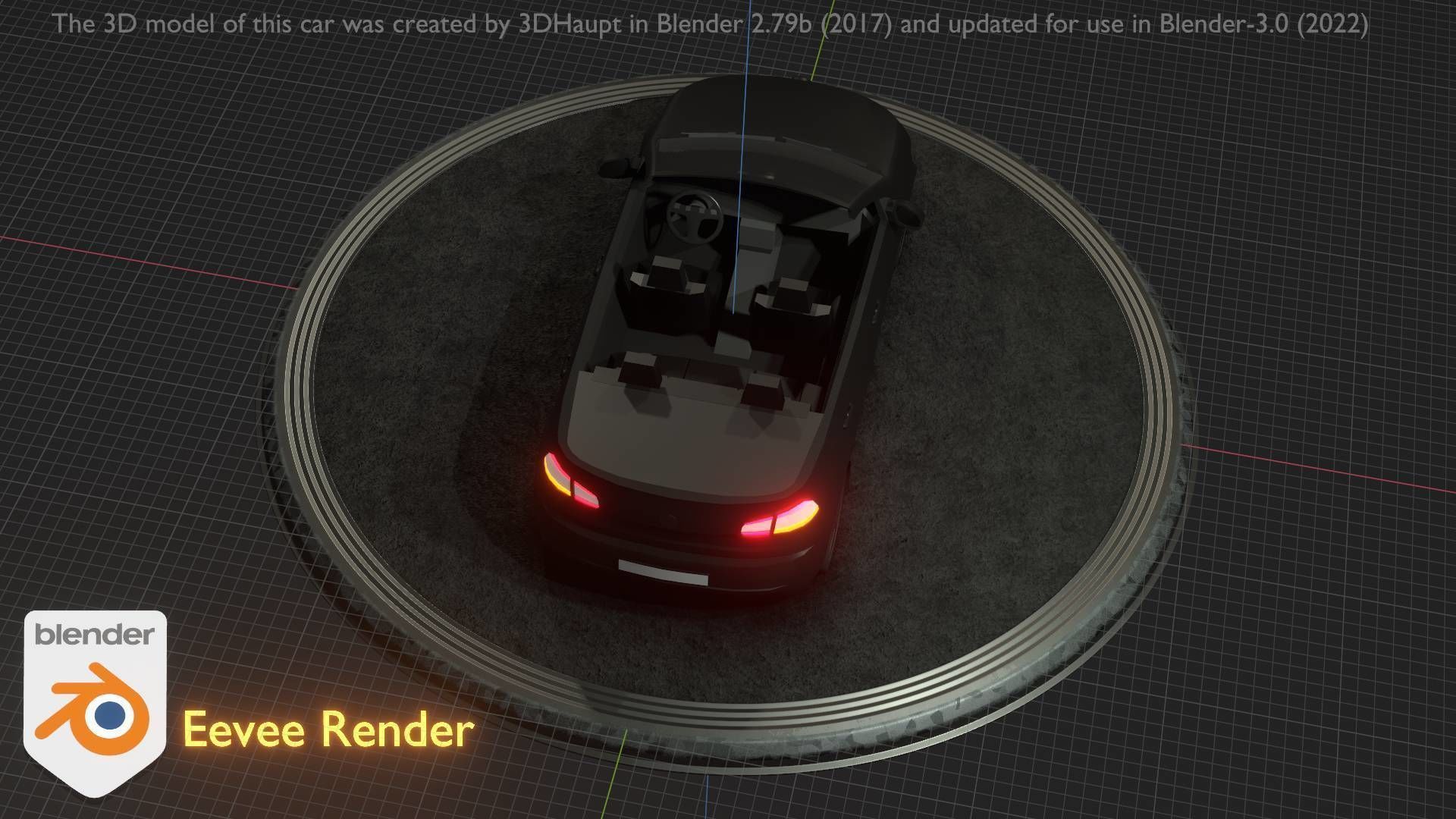 City Car 1 Compact Class Convertible Open Type-C Black  Low-poly 3D model_77