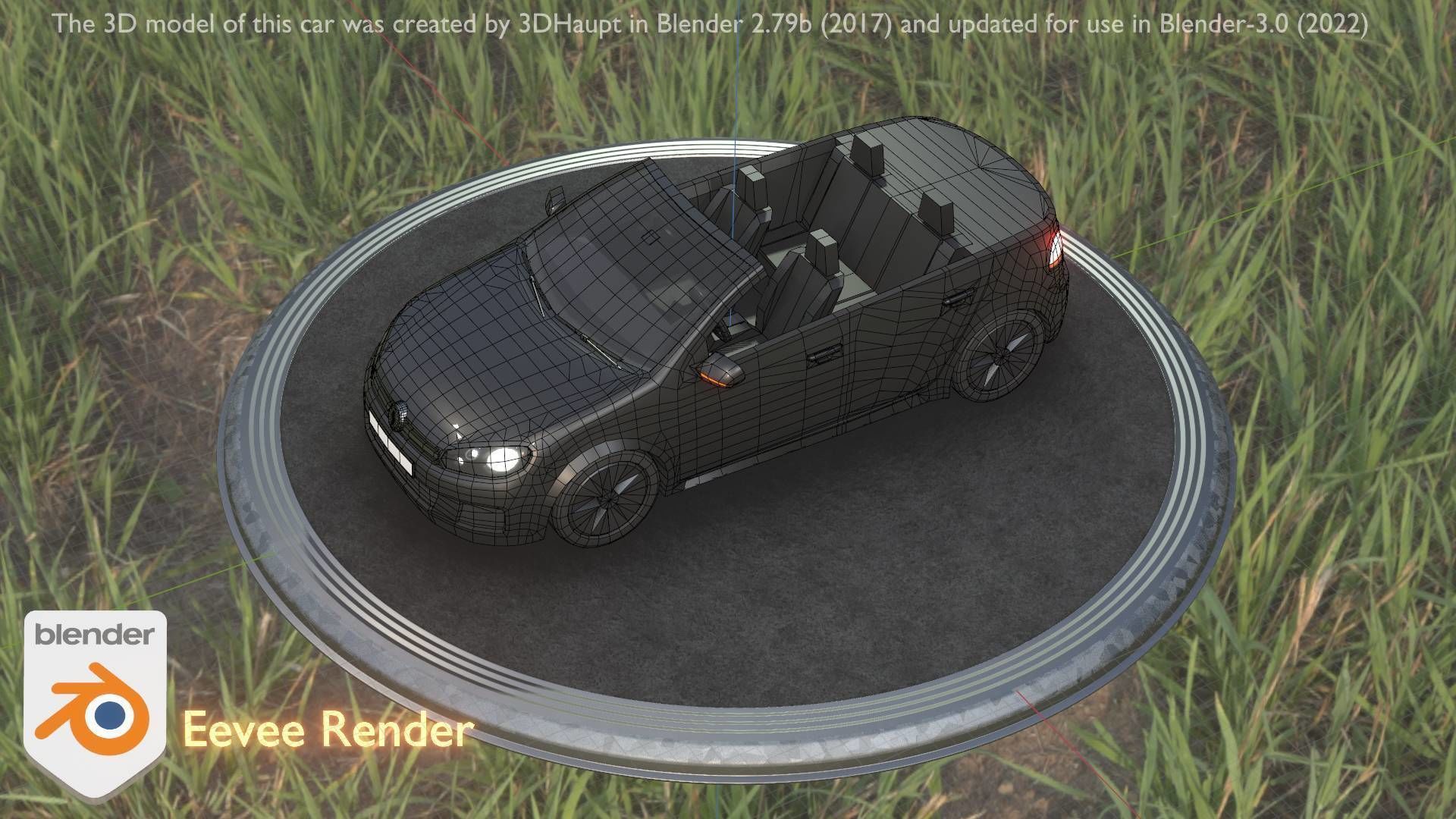 City Car 1 Compact Class Convertible Open Type-C Black  Low-poly 3D model_70