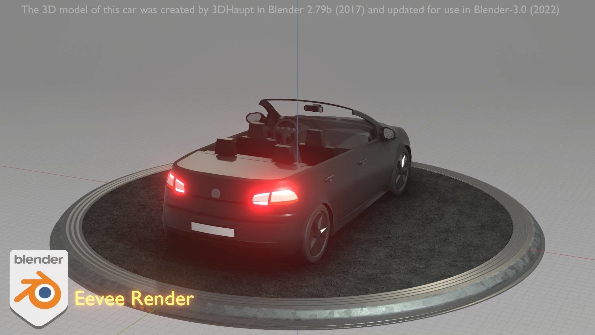 City Car 1 Compact Class Convertible Open Type-C Black  Low-poly 3D model_43