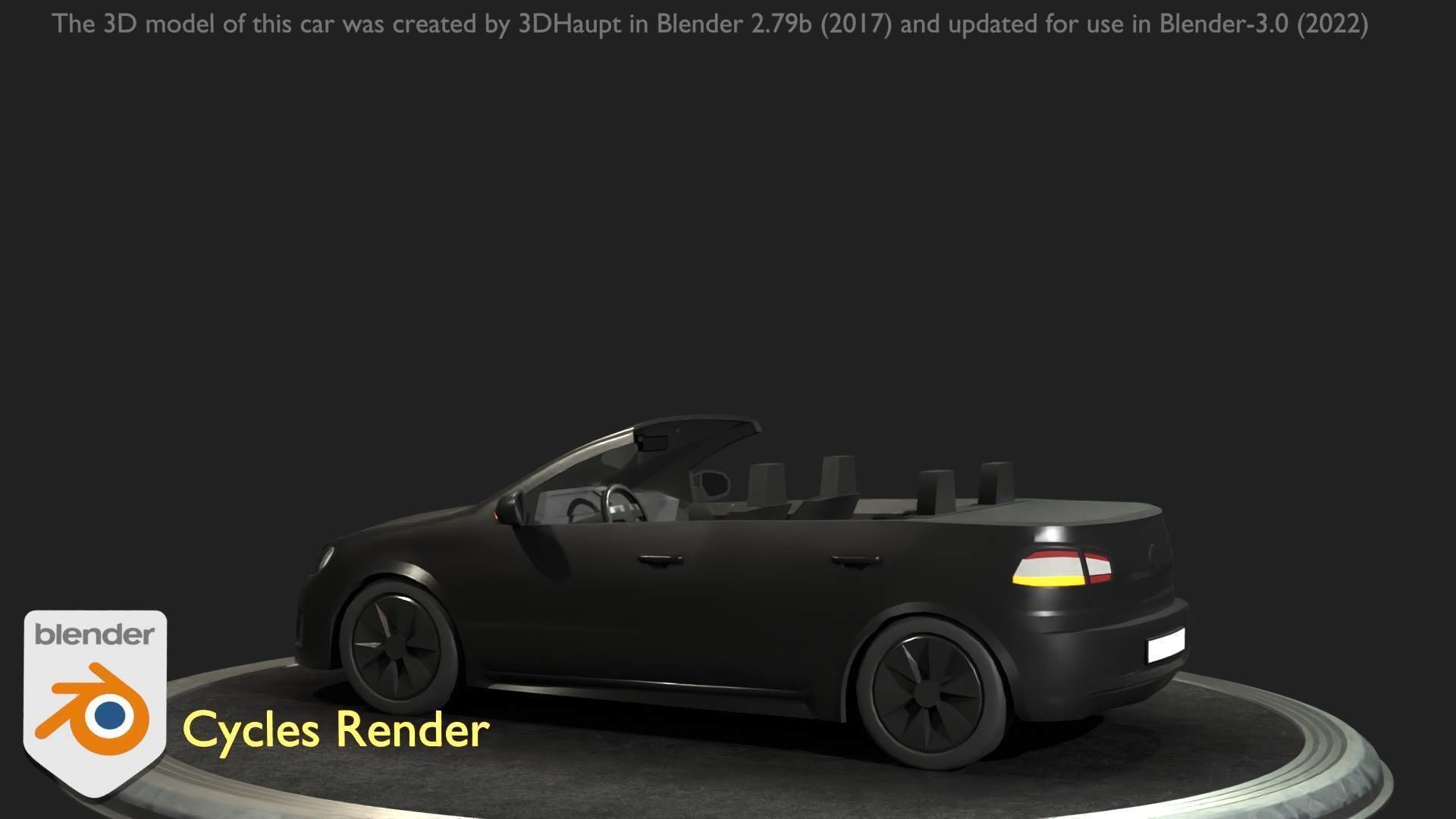 City Car 1 Compact Class Convertible Open Type-C Black  Low-poly 3D model_84