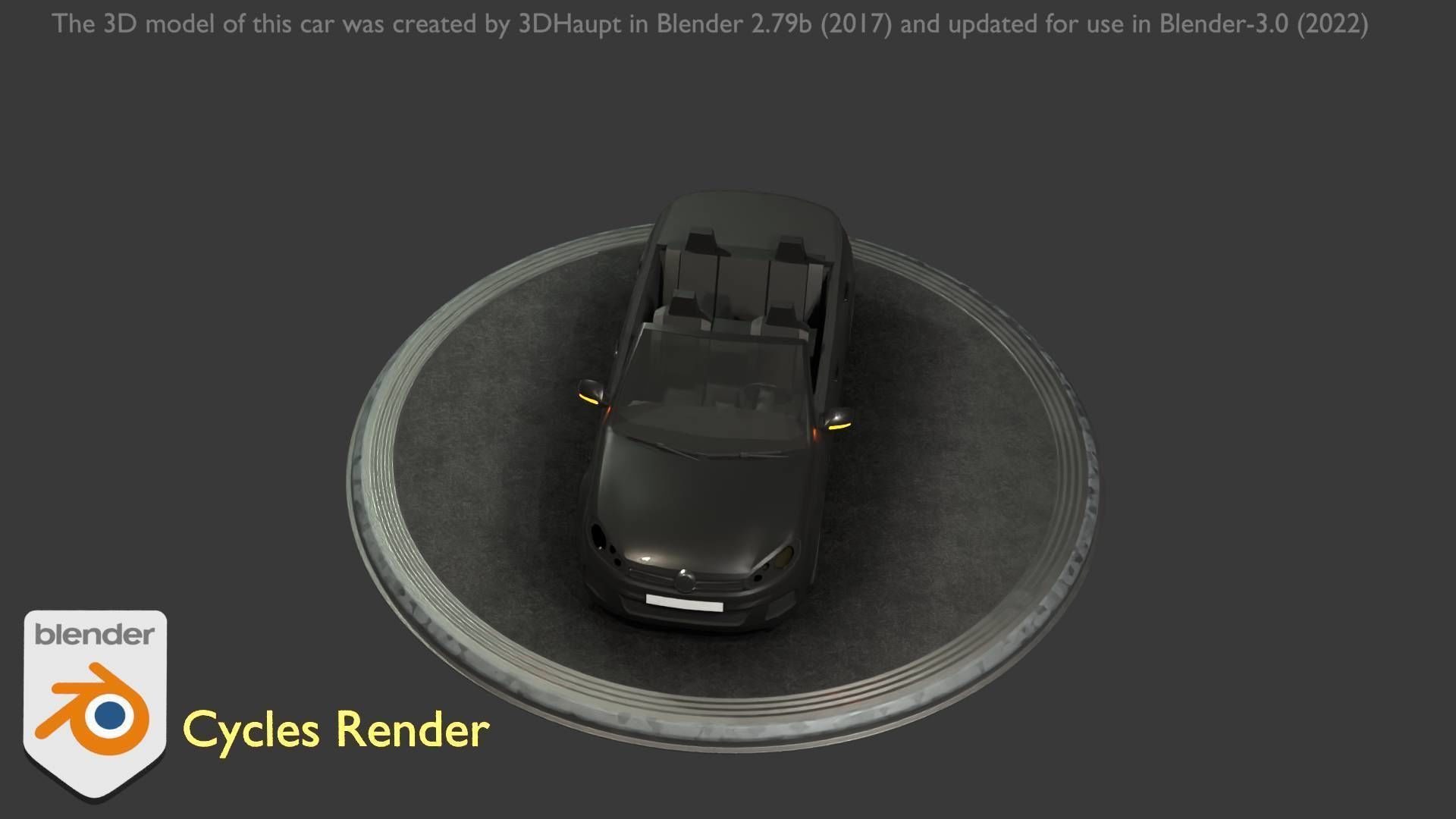 City Car 1 Compact Class Convertible Open Type-C Black  Low-poly 3D model_36