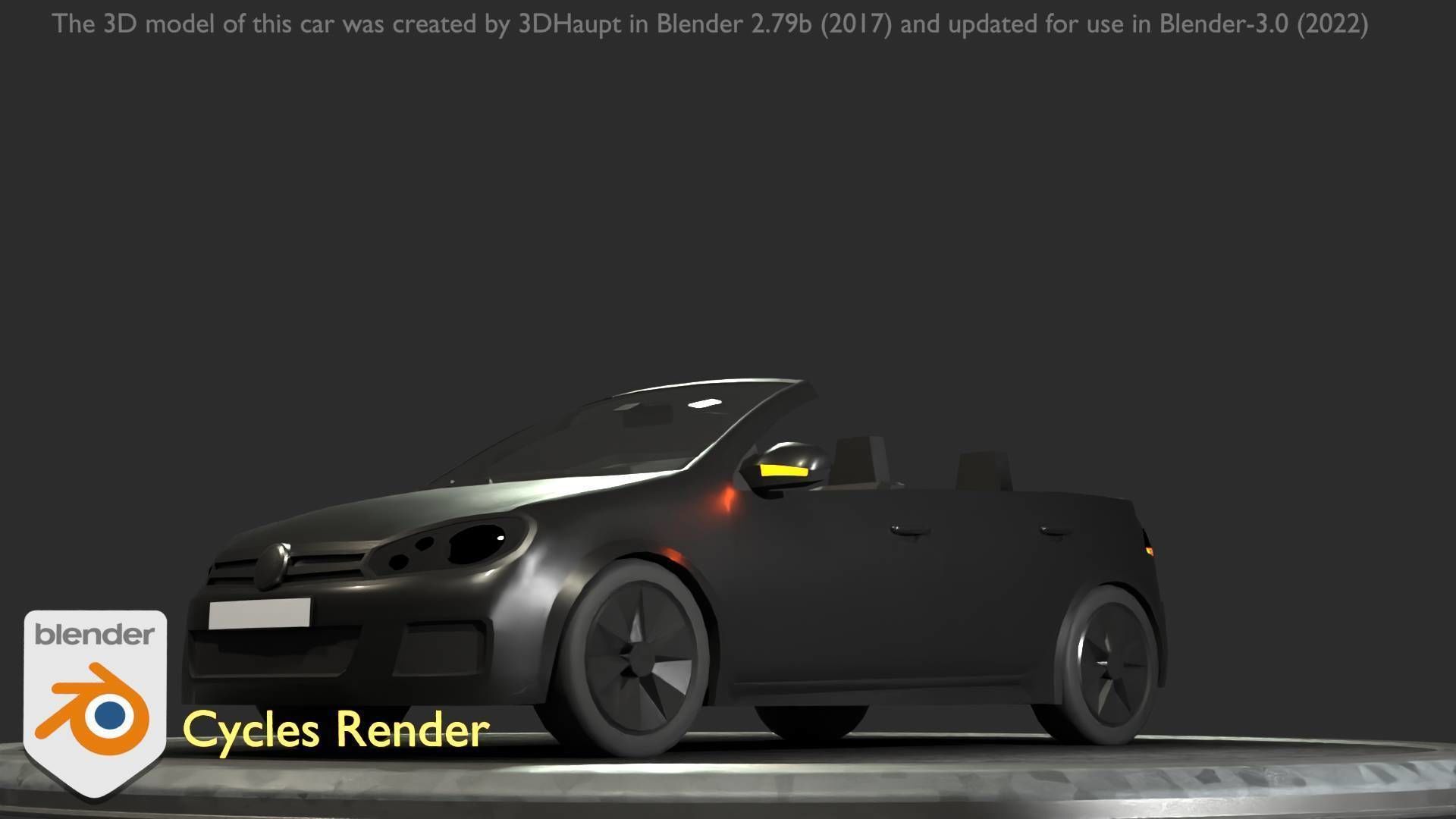 City Car 1 Compact Class Convertible Open Type-C Black  Low-poly 3D model_54