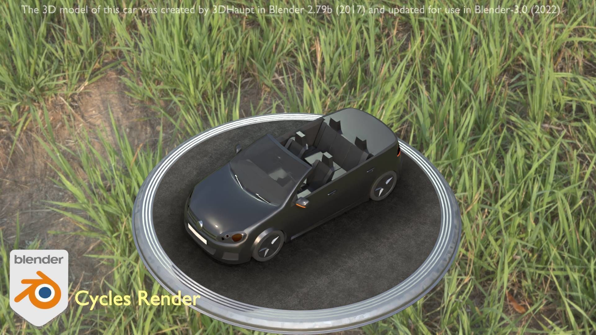 City Car 1 Compact Class Convertible Open Type-C Black  Low-poly 3D model_49