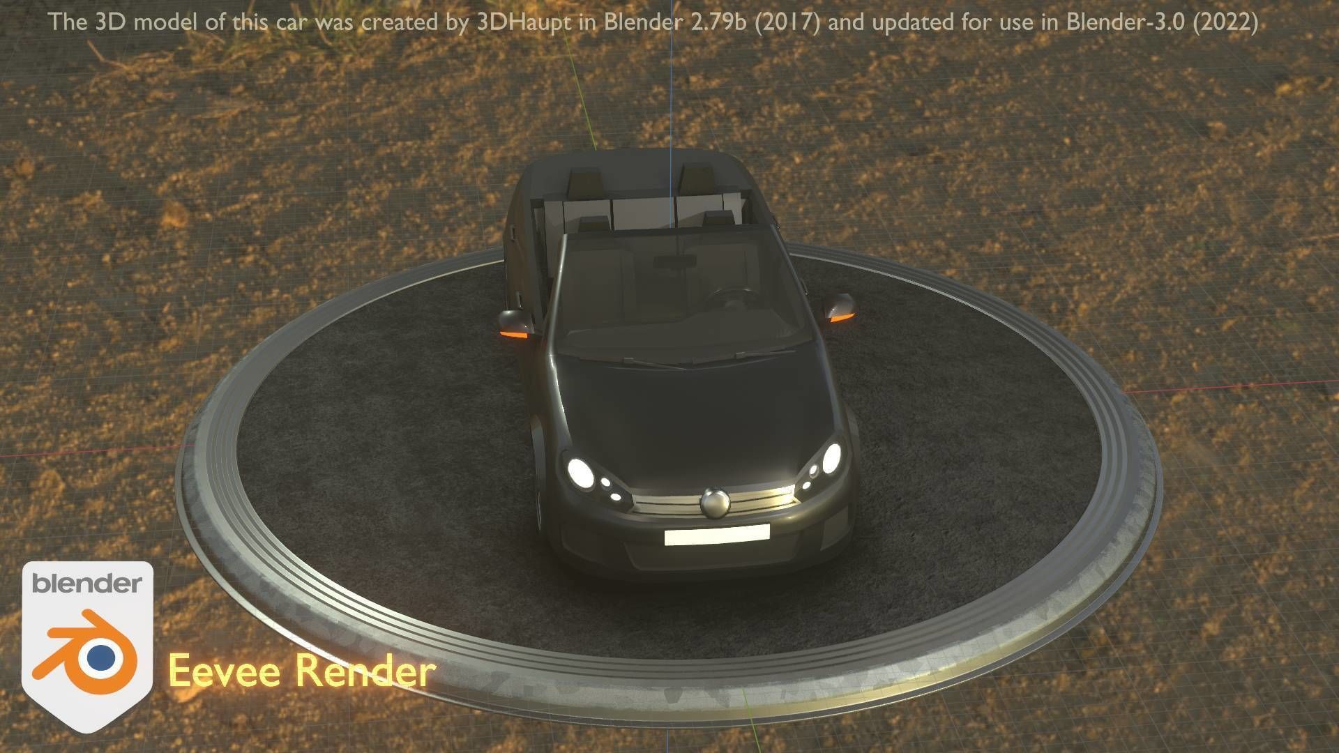 City Car 1 Compact Class Convertible Open Type-C Black  Low-poly 3D model_18