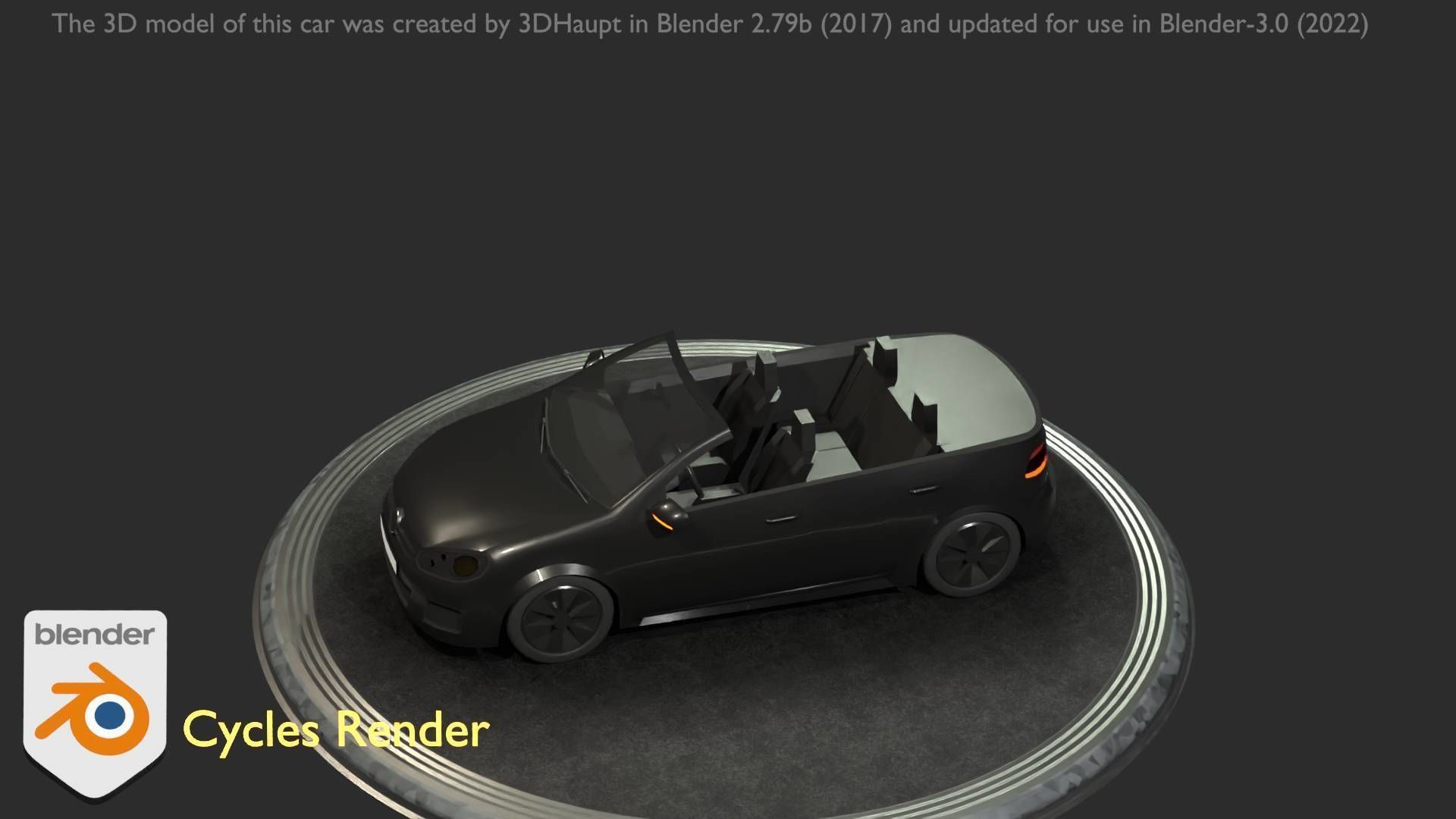 City Car 1 Compact Class Convertible Open Type-C Black  Low-poly 3D model_80