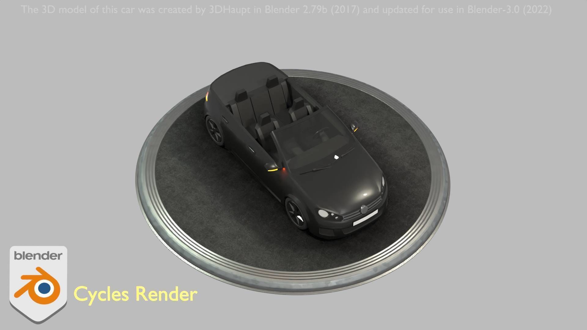 City Car 1 Compact Class Convertible Open Type-C Black  Low-poly 3D model_30