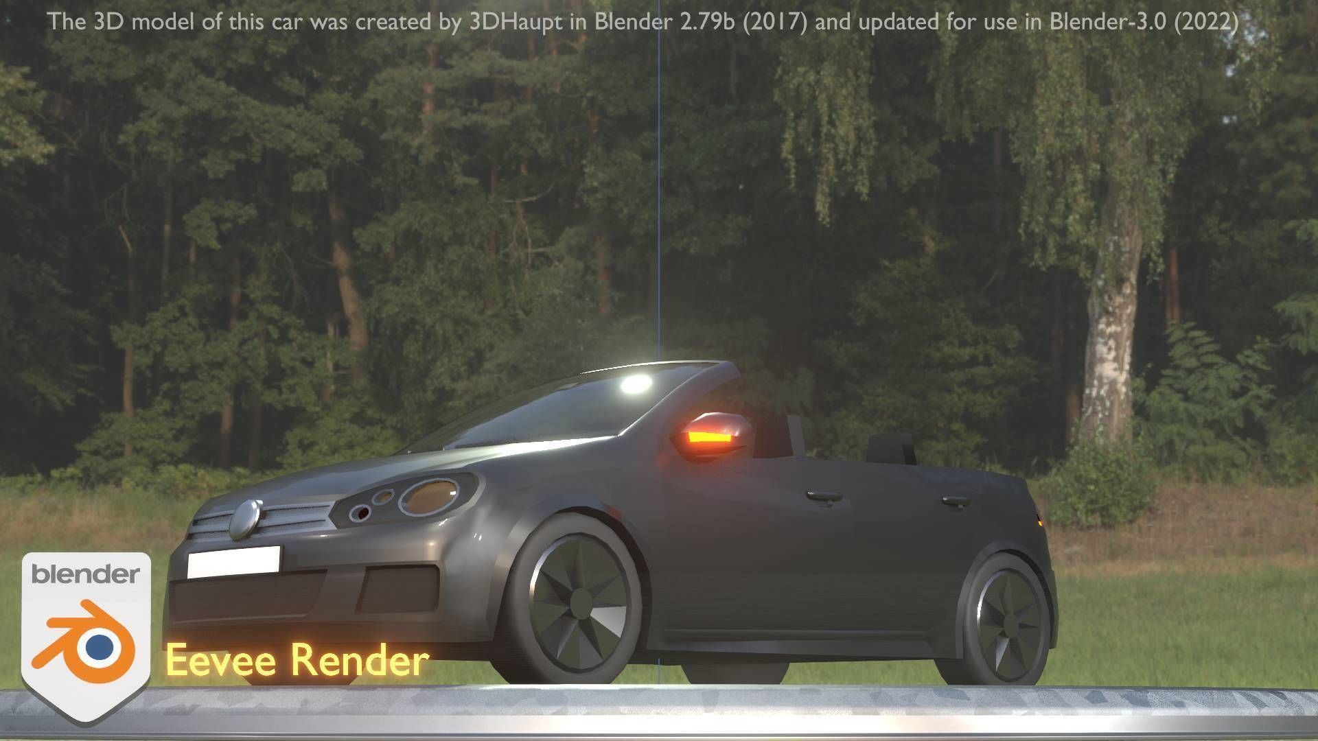 City Car 1 Compact Class Convertible Open Type-C Black  Low-poly 3D model_14