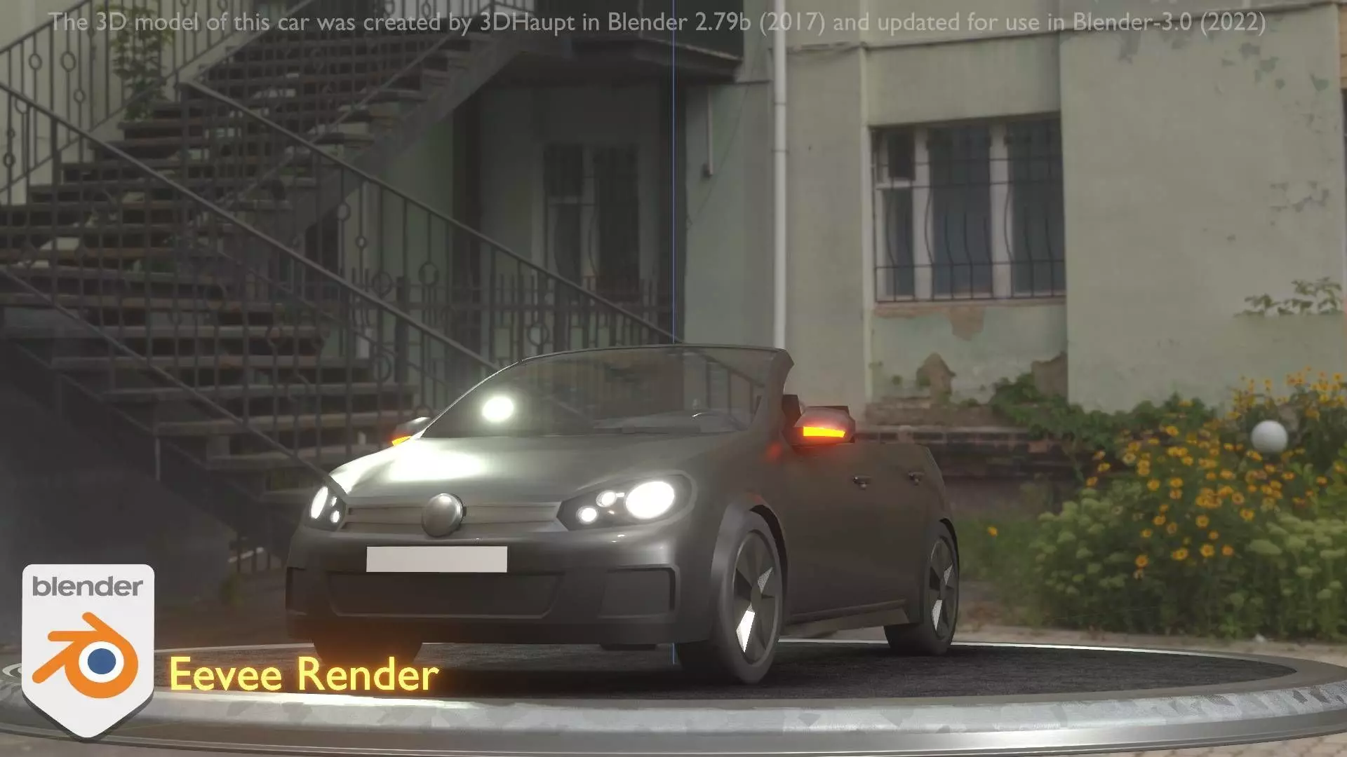 City Car 1 Compact Class Convertible Open Type-C Black  Low-poly 3D model_0