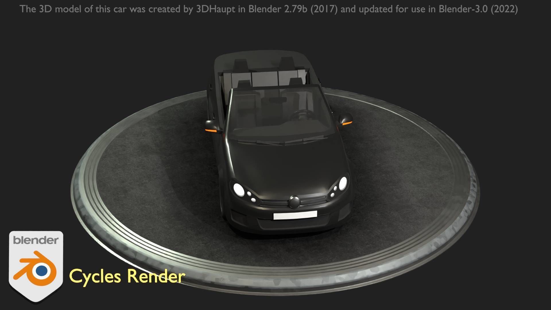 City Car 1 Compact Class Convertible Open Type-C Black  Low-poly 3D model_63