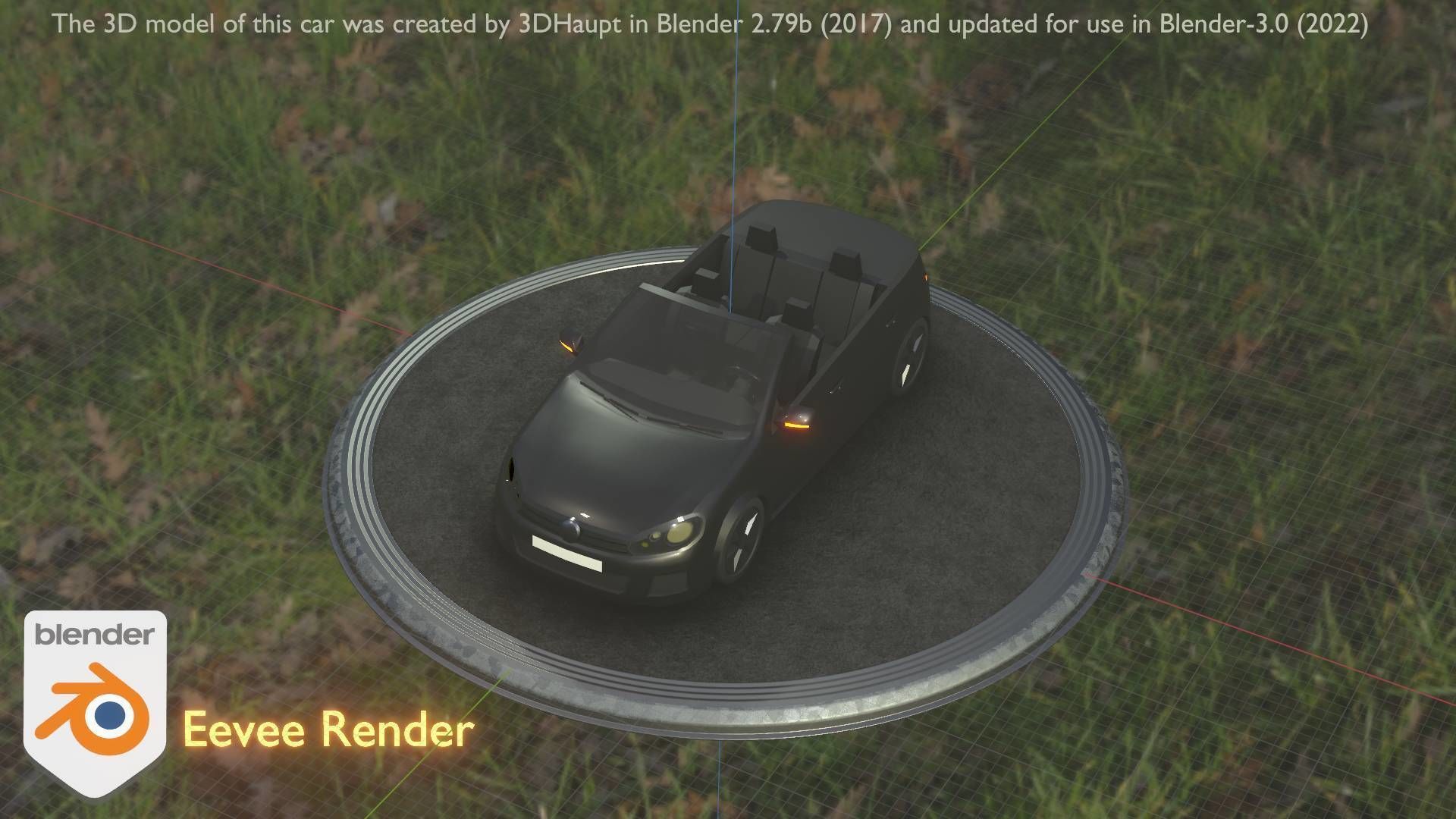 City Car 1 Compact Class Convertible Open Type-C Black  Low-poly 3D model_35