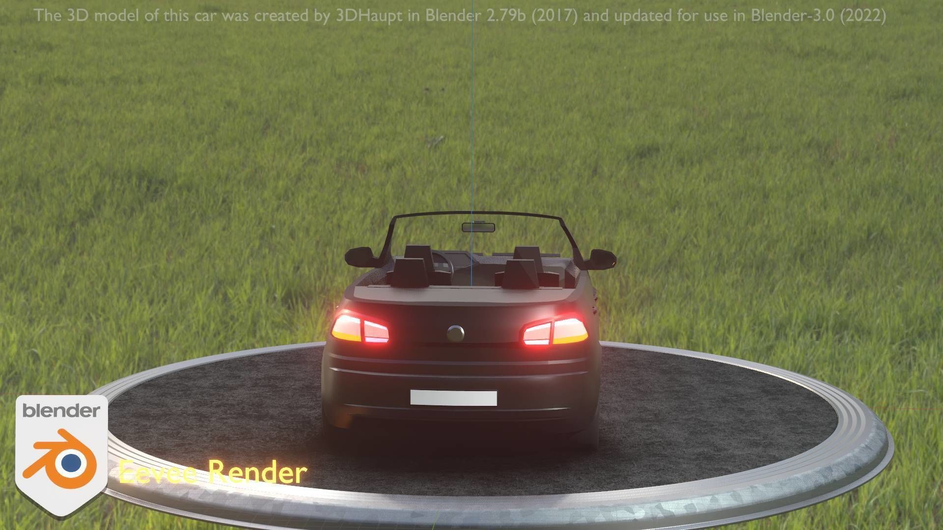 City Car 1 Compact Class Convertible Open Type-C Black  Low-poly 3D model_86