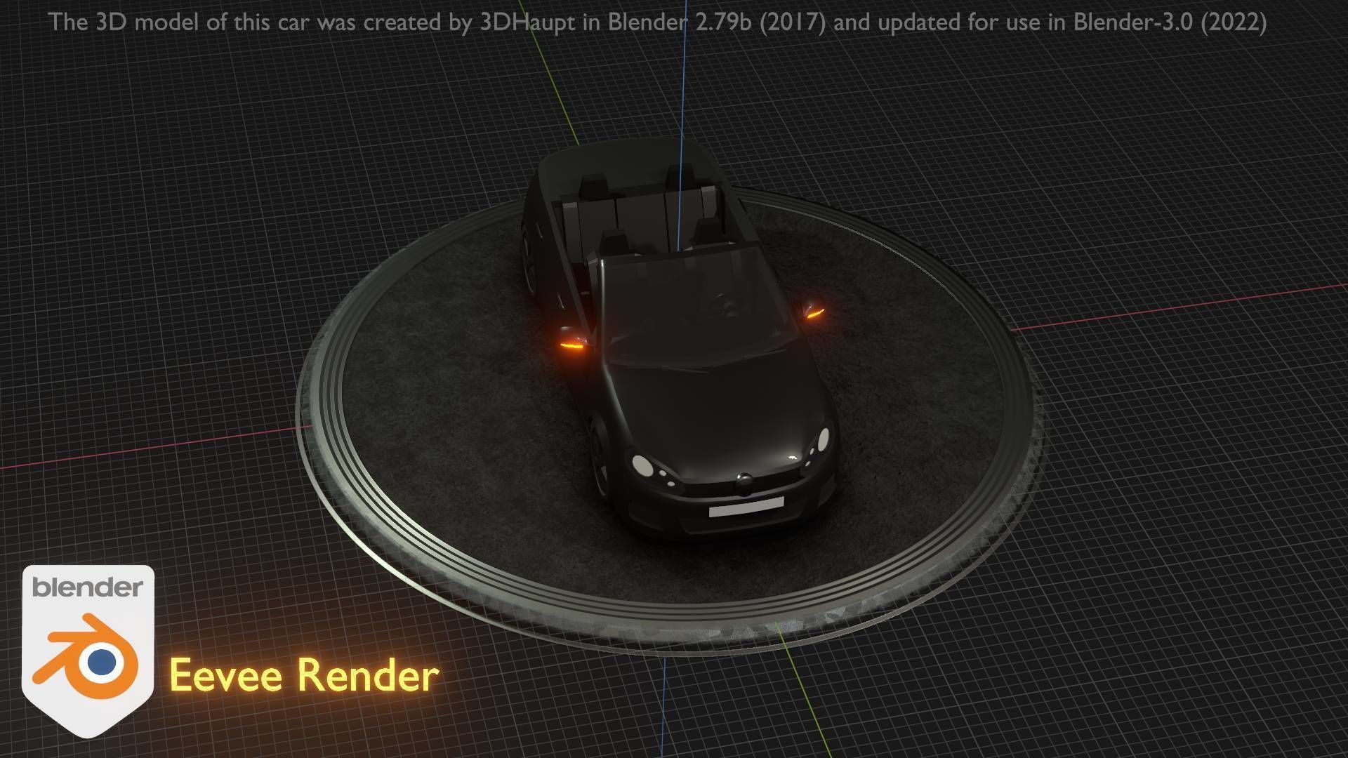 City Car 1 Compact Class Convertible Open Type-C Black  Low-poly 3D model_29