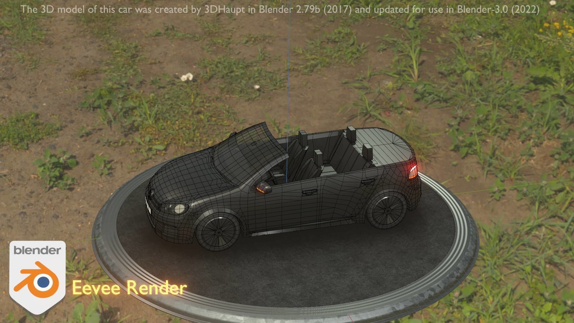 City Car 1 Compact Class Convertible Open Type-C Black  Low-poly 3D model_39