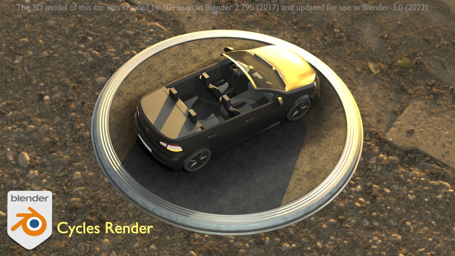 City Car 1 Compact Class Convertible Open Type-C Black  Low-poly 3D model_33