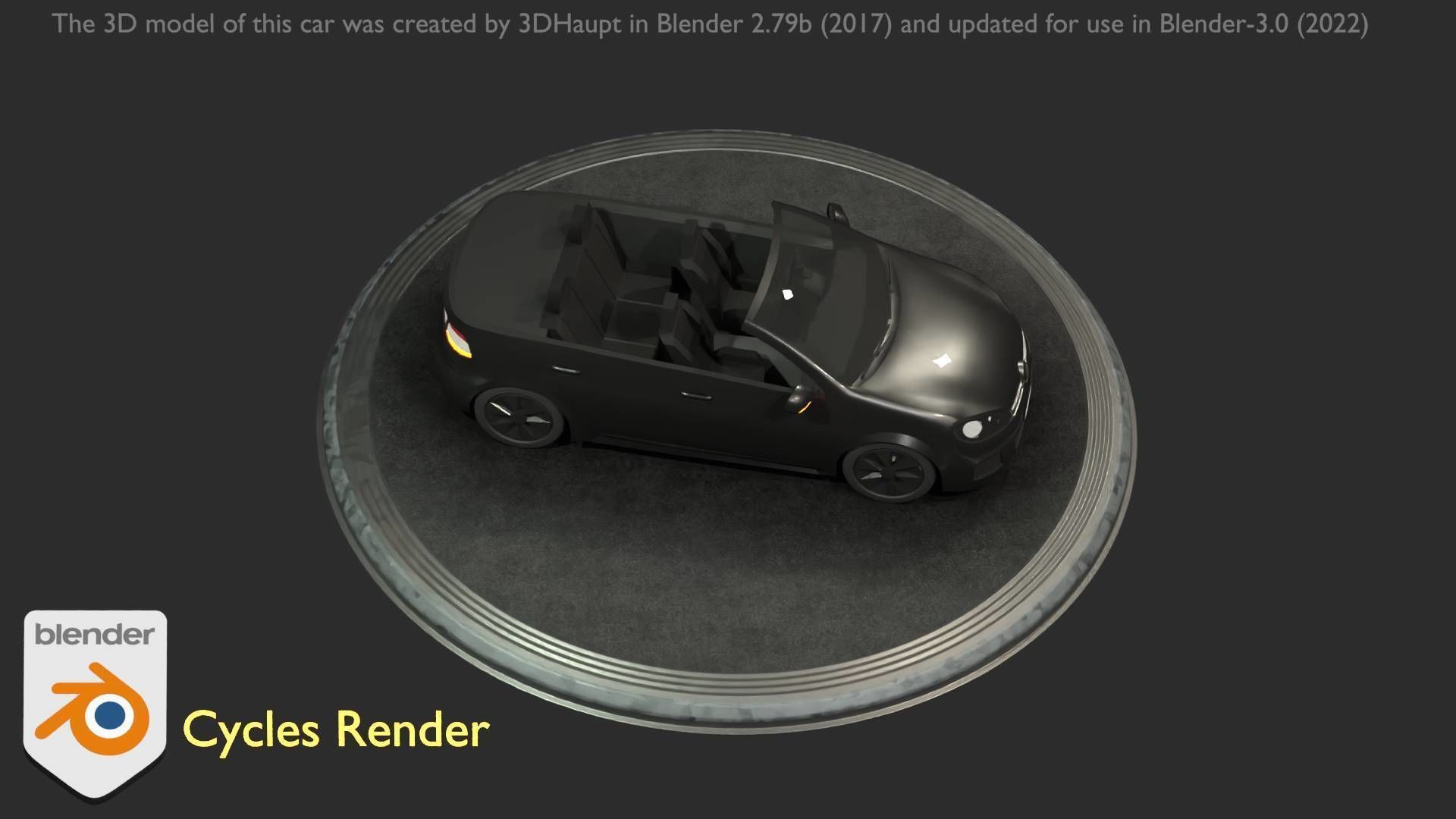 City Car 1 Compact Class Convertible Open Type-C Black  Low-poly 3D model_32