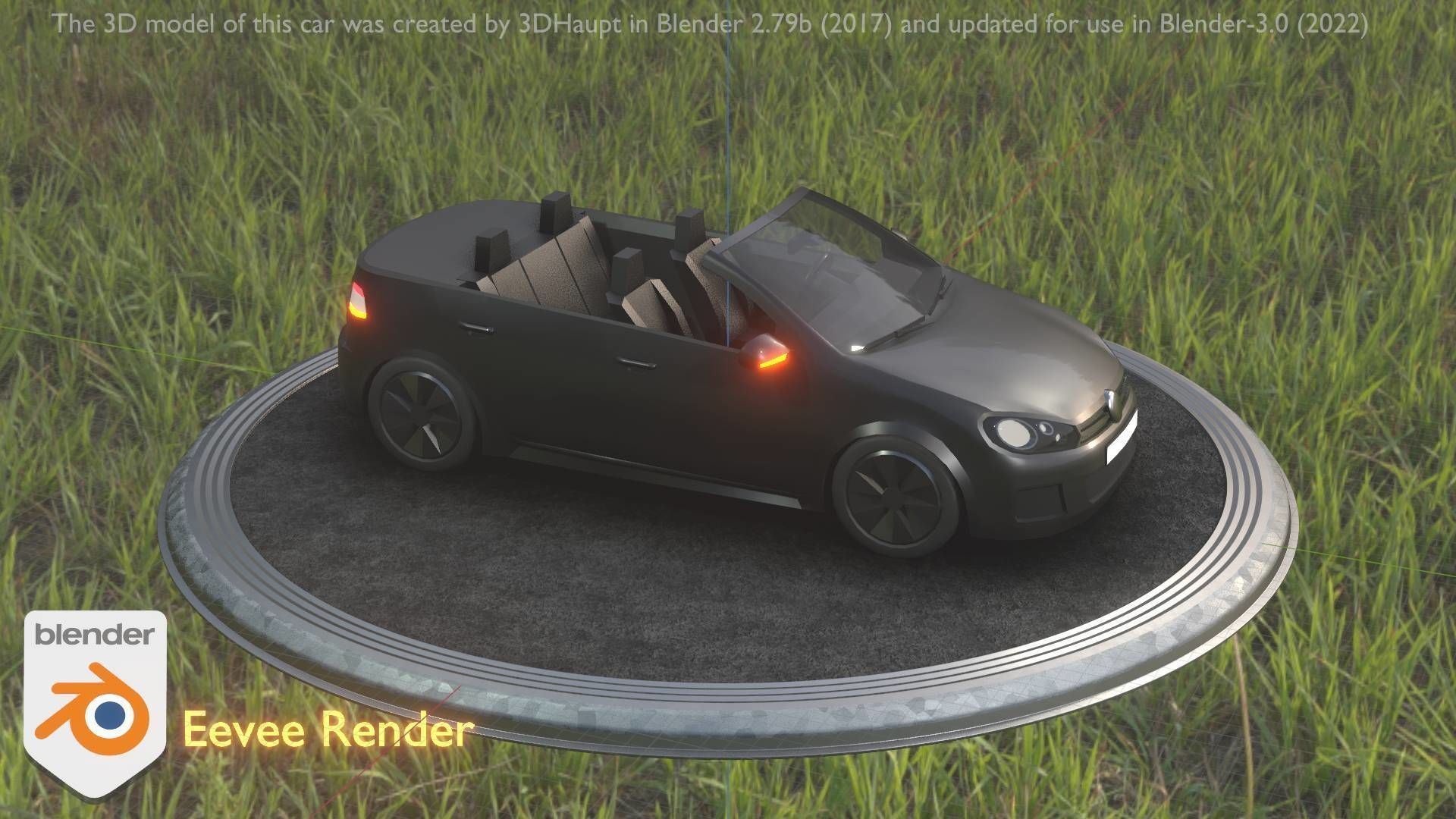 City Car 1 Compact Class Convertible Open Type-C Black  Low-poly 3D model_44