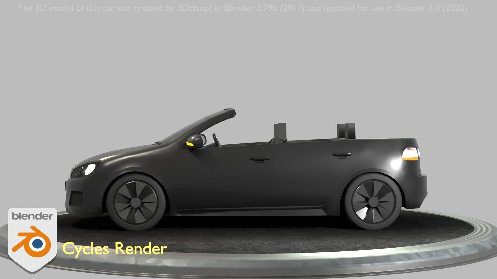 City Car 1 Compact Class Convertible Open Type-C Black  Low-poly 3D model_56