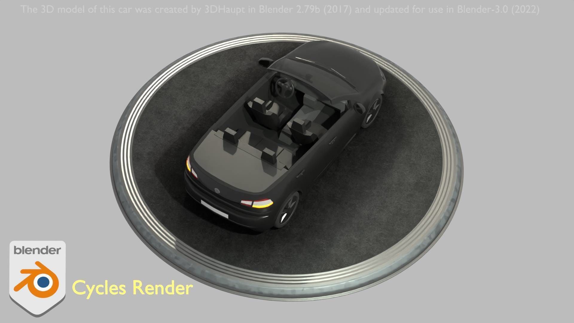 City Car 1 Compact Class Convertible Open Type-C Black  Low-poly 3D model_75