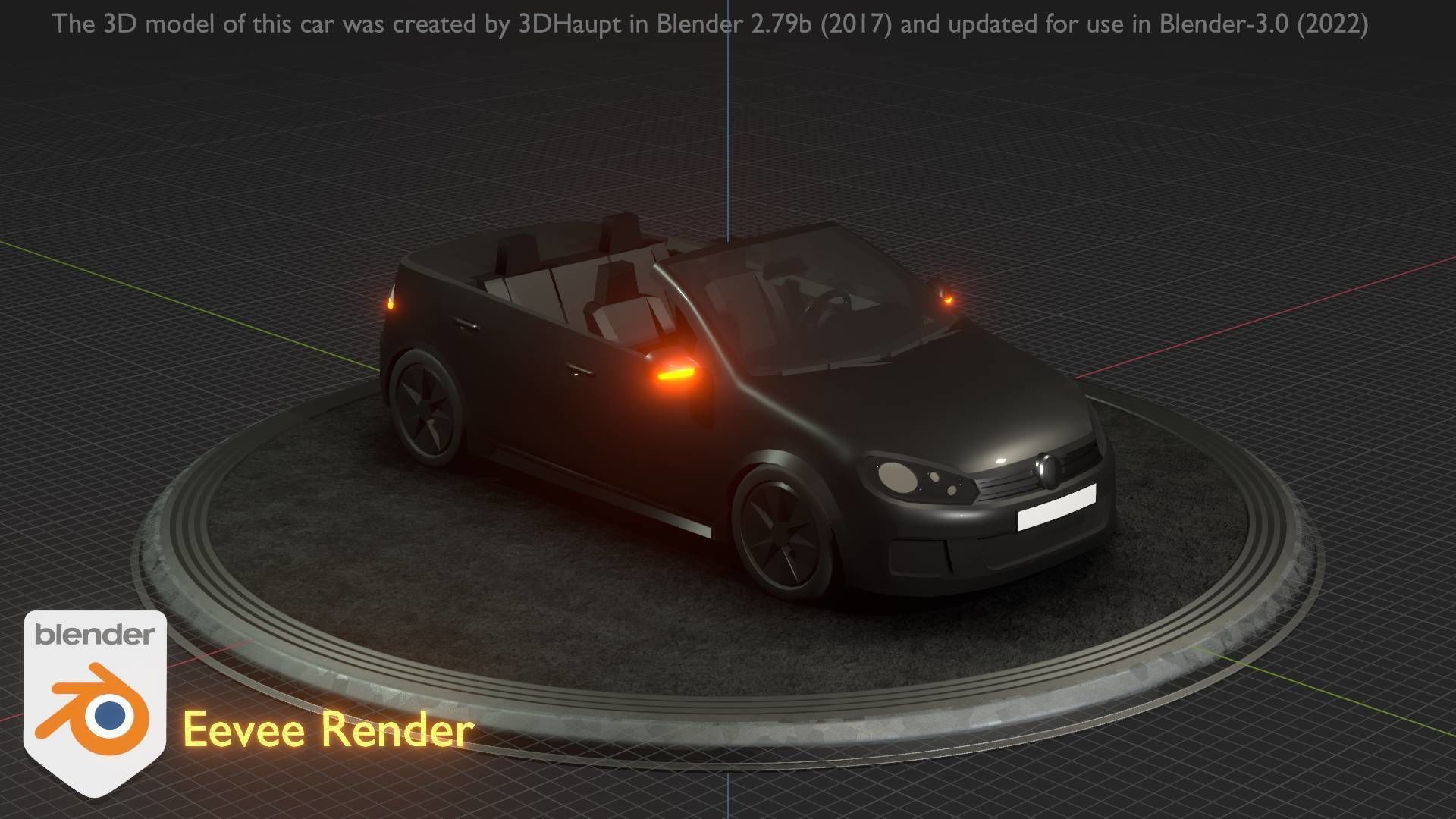 City Car 1 Compact Class Convertible Open Type-C Black  Low-poly 3D model_100