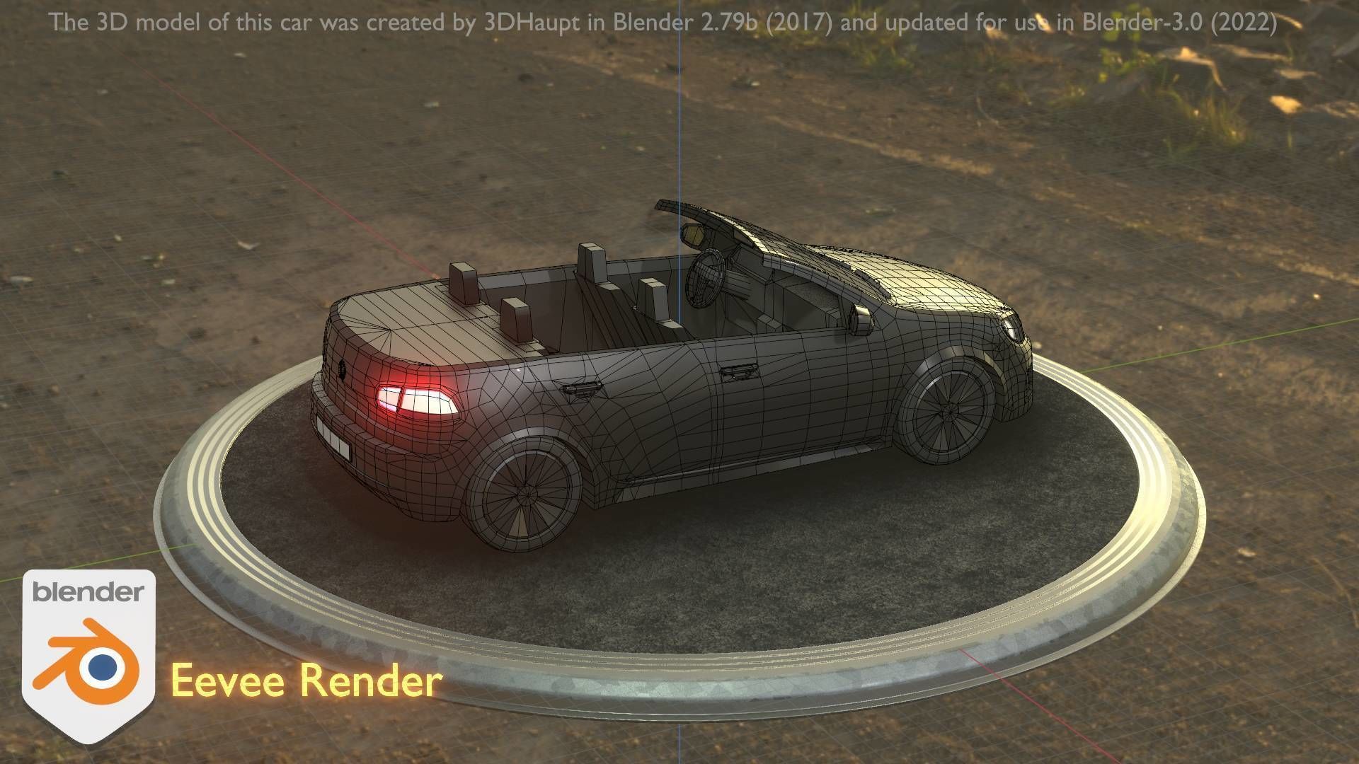 City Car 1 Compact Class Convertible Open Type-C Black  Low-poly 3D model_68