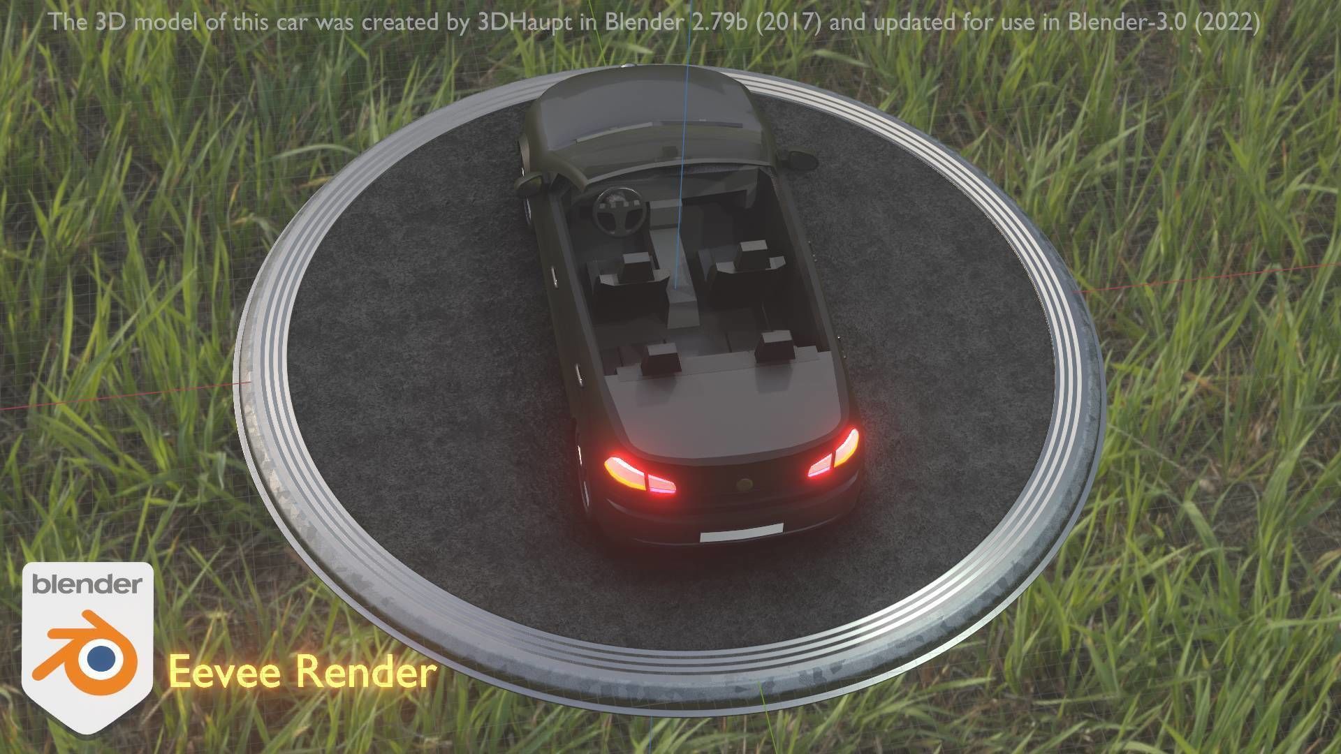 City Car 1 Compact Class Convertible Open Type-C Black  Low-poly 3D model_25