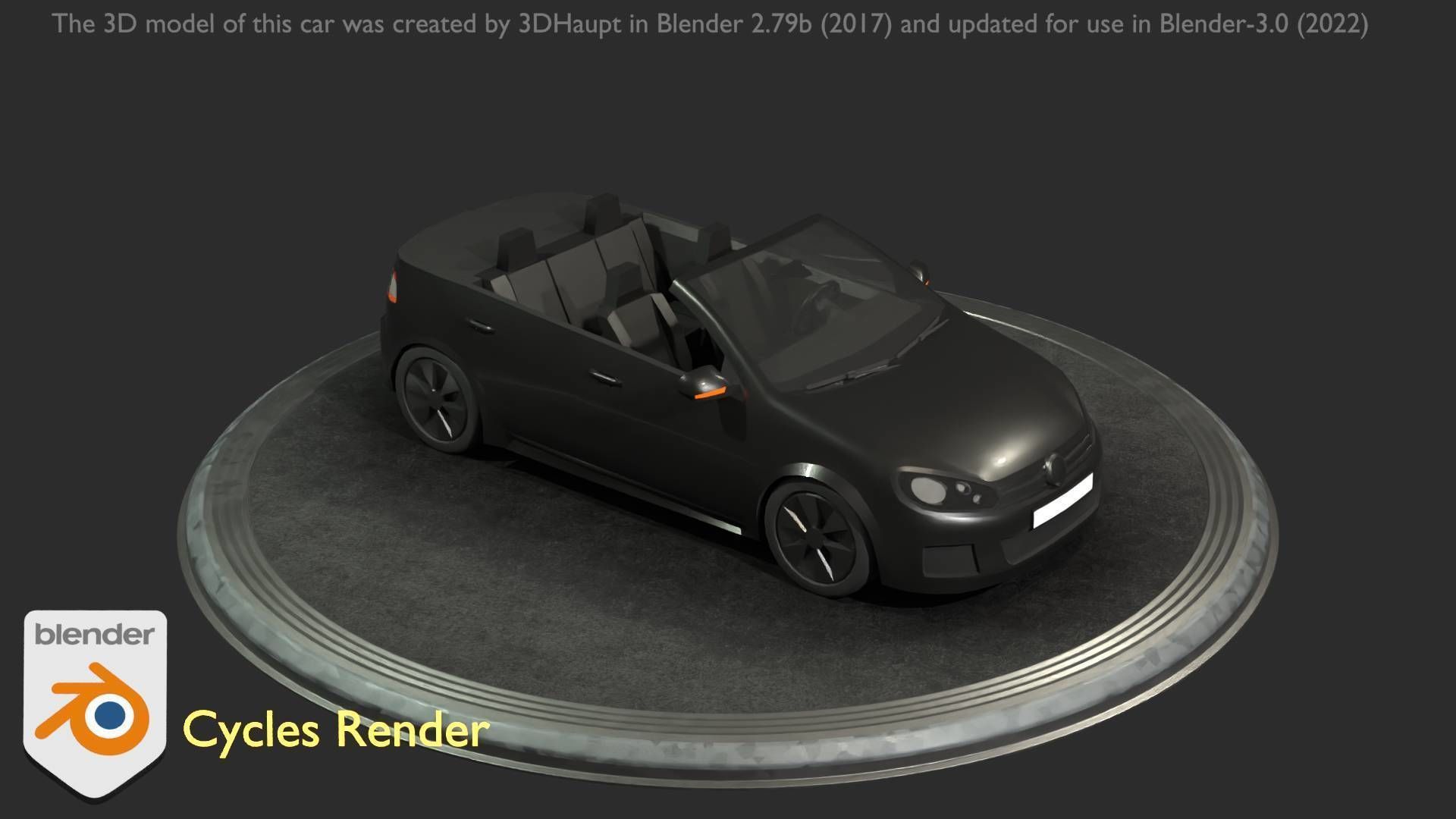 City Car 1 Compact Class Convertible Open Type-C Black  Low-poly 3D model_66